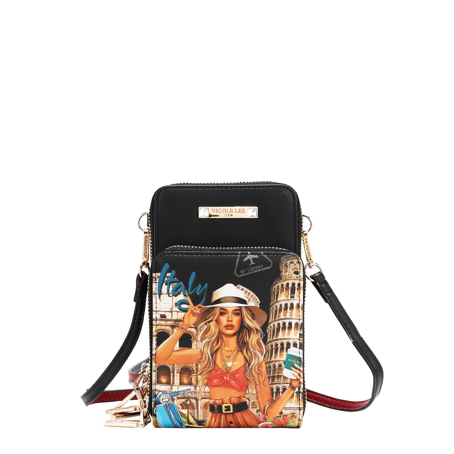 Multi-Zip Phone Case Crossbody with Universal Phone Size