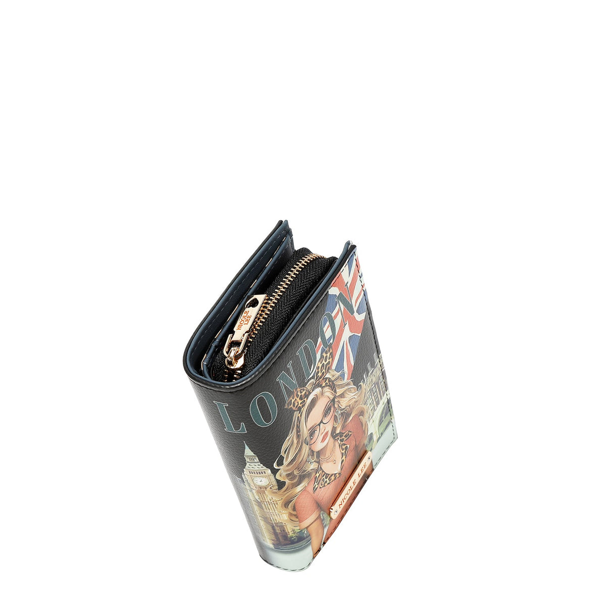 CARTERA PLEGABLE CON CREMALLERA CENTRAL (LONDON EYE-NEGRO)