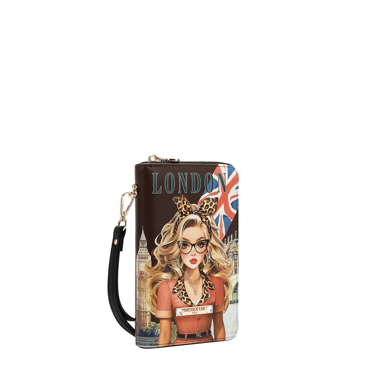 FUNDA DE PASAPORTE TIPO CARTERA (LONDON EYE - MARRON)