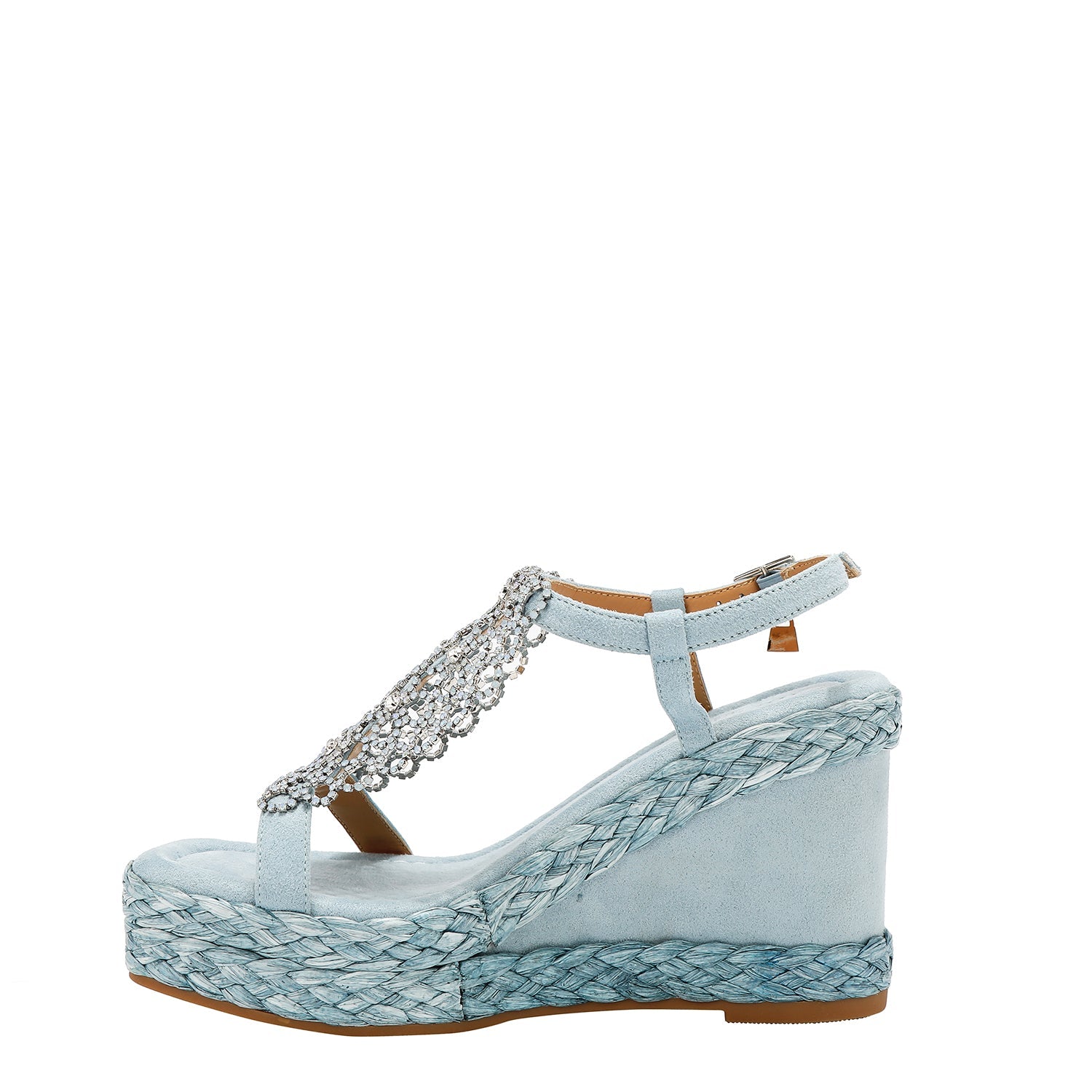 SANDALIA CON PLATAFORMA Y CADENA DE CRISTA (AZUL)