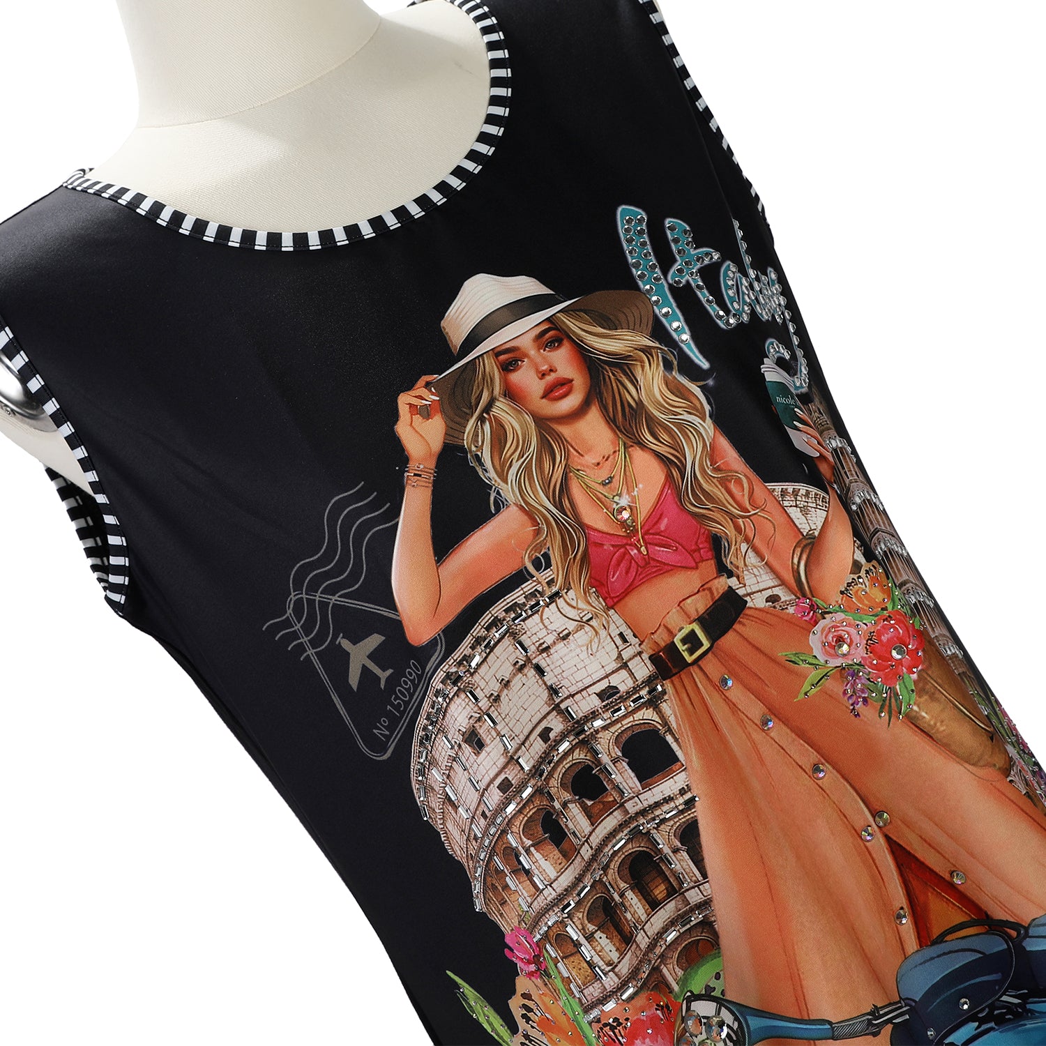 NICOLE LEE TUNICA TOP CON BRILLANTINI (<tc>MARTHA TRAVELS ITALY</tc>)