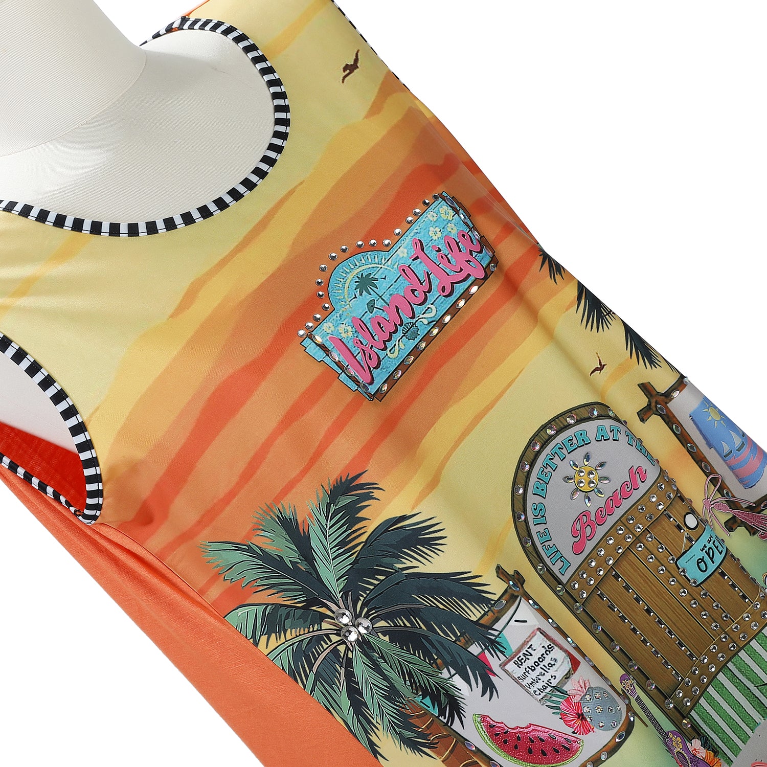 NICOLE LEE TUNICA TOP CON BRILLANTINI (<tc>SUN & SAND</tc>)