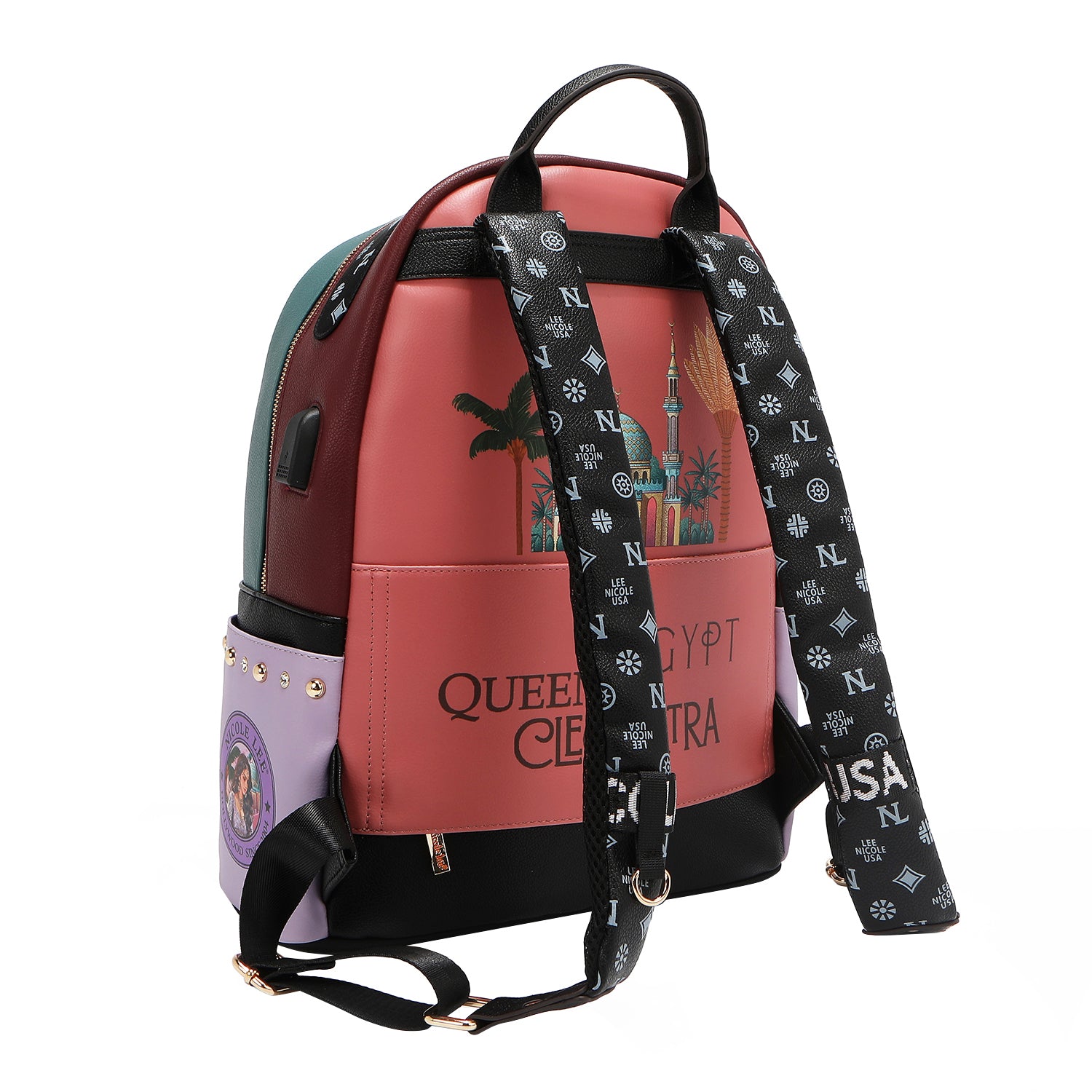 GROSSER MODERNER RUCKSACK MIT USB-LADEANSCHLUSS UND TASCHE (<tc>QUEEN CLEOPATRA</tc>)