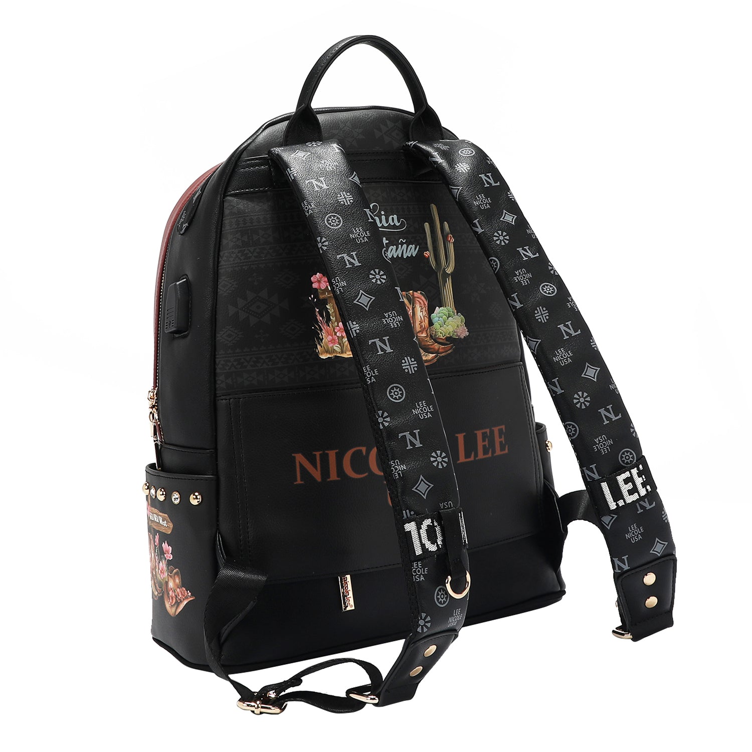 MOCHILA GRANDE DE MODA CON PUERTO DE CARGA USB Y BOLSA (SOFIA MONTANA)