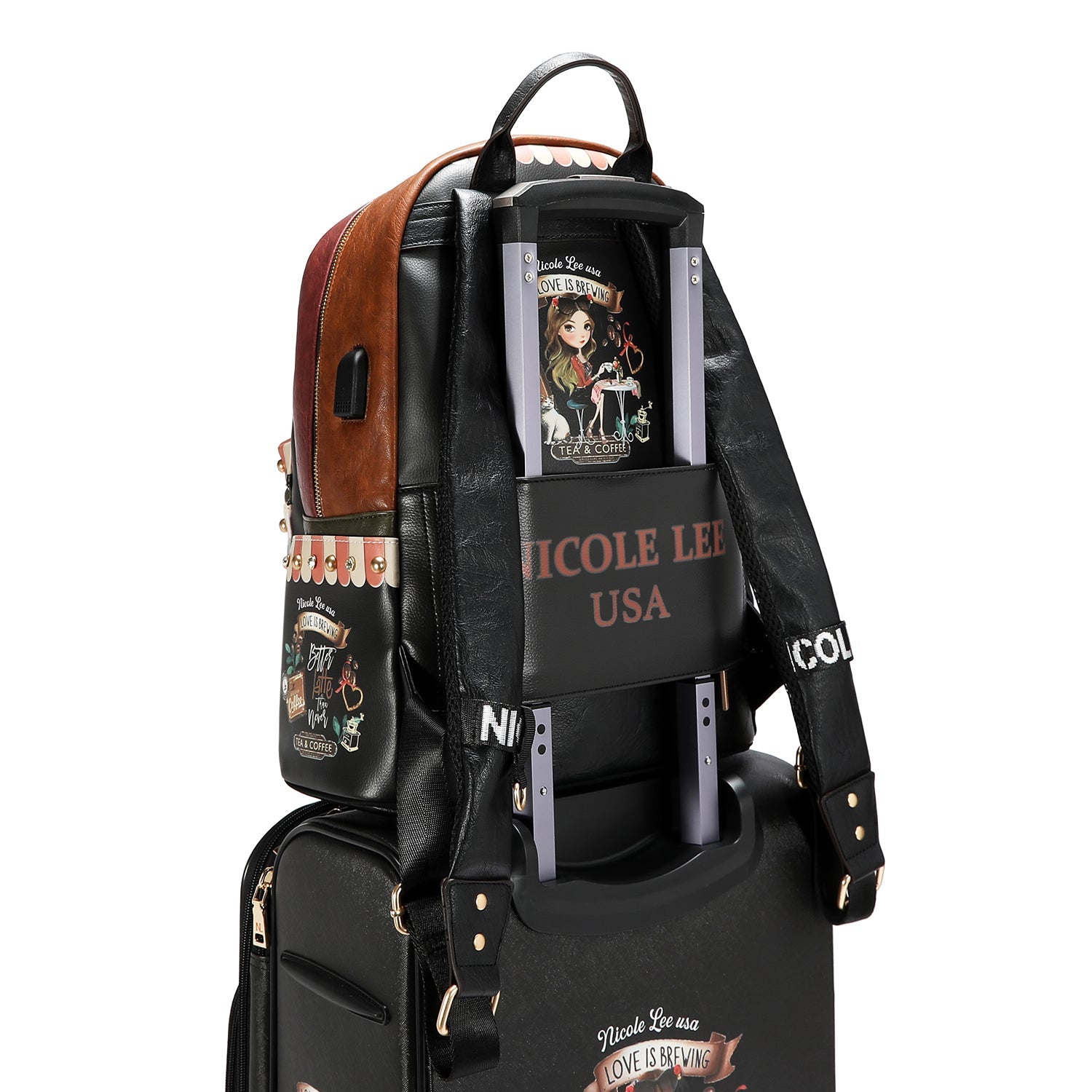 GRANDE MOCHILA ELEGANTE COM PORTA DE CARREGAMENTO USB E BOLSA (AMIGO VIRTUAL)