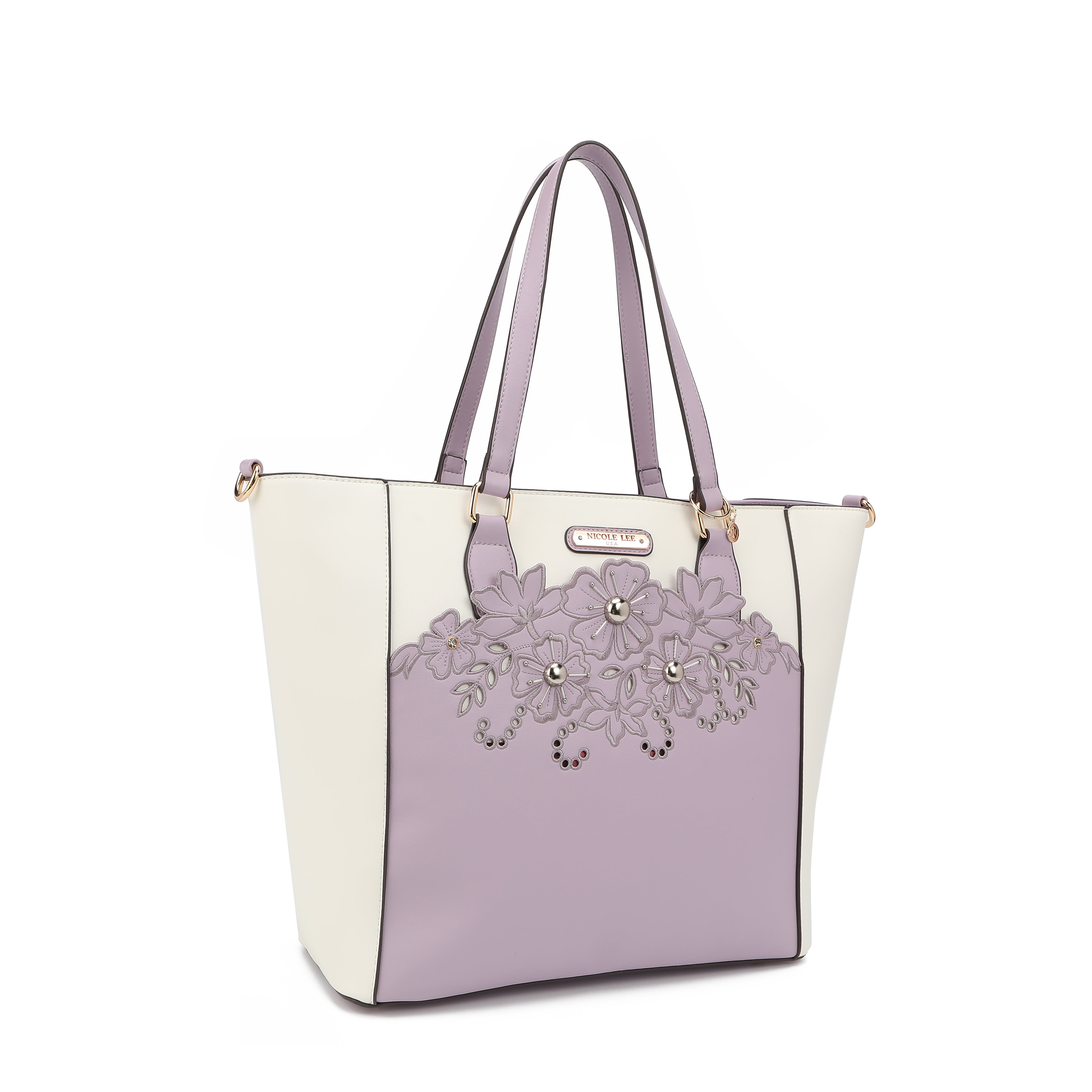 Bolsa de compras com bordado floral