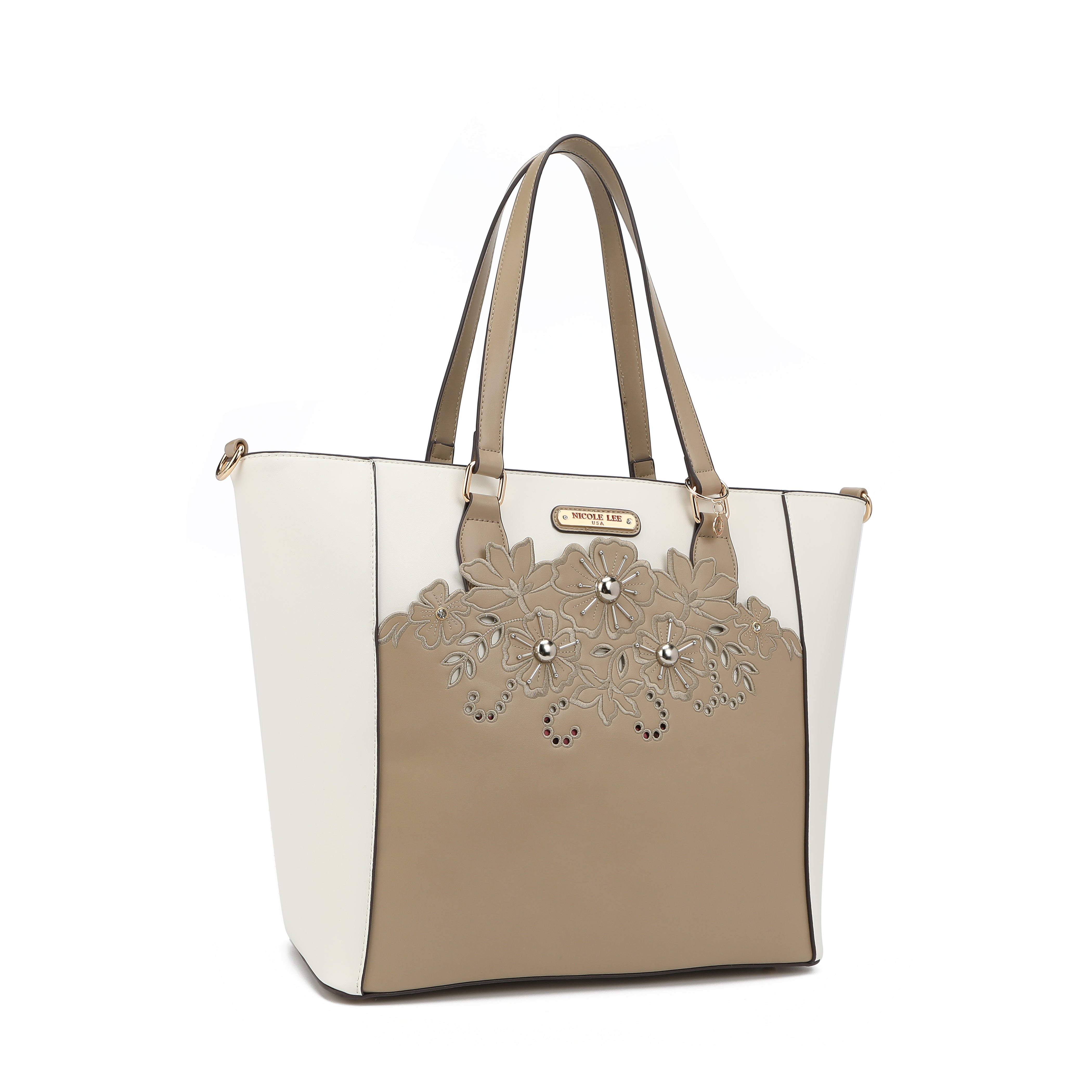 Bolsa de compras com bordado floral