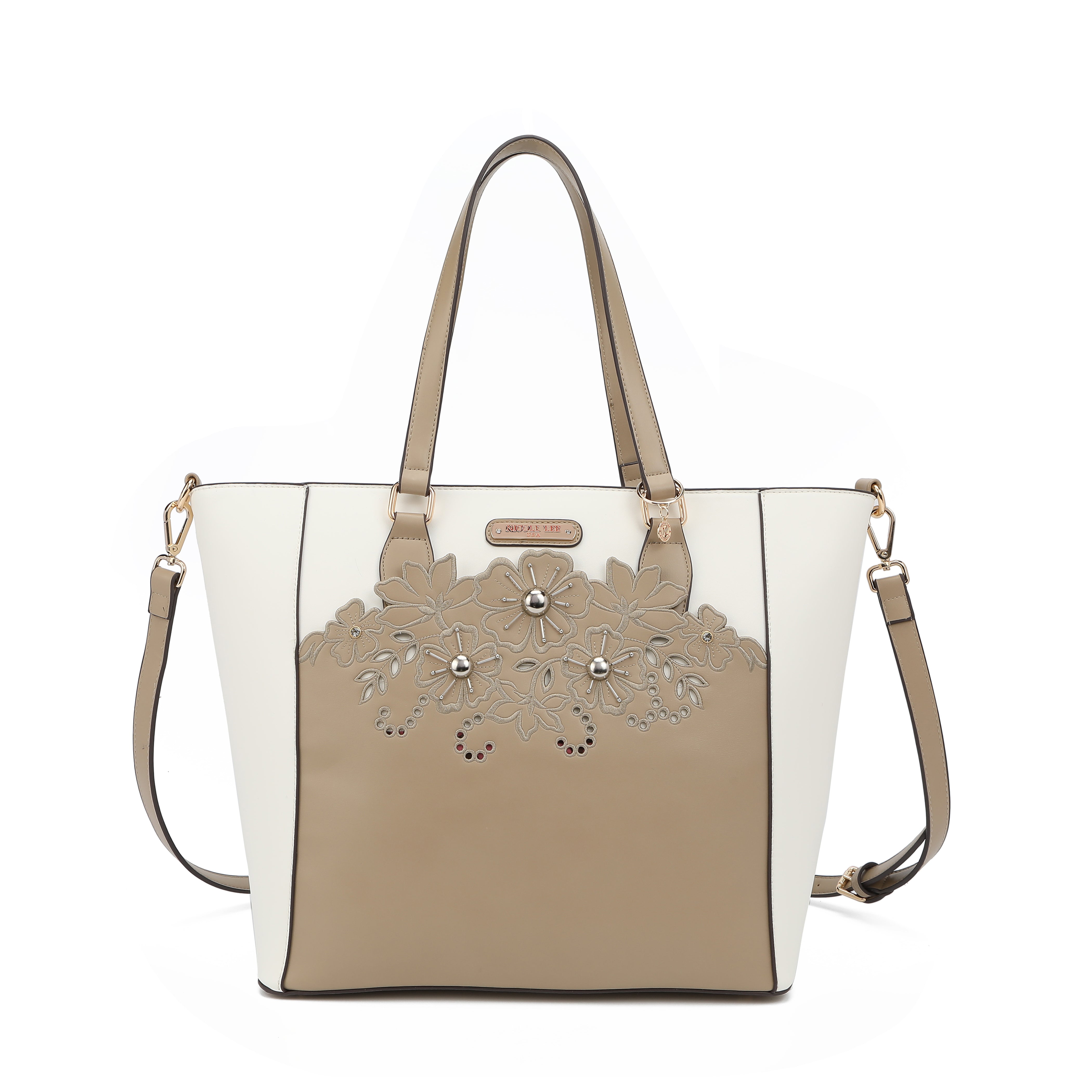 Bolsa de compras com bordado floral