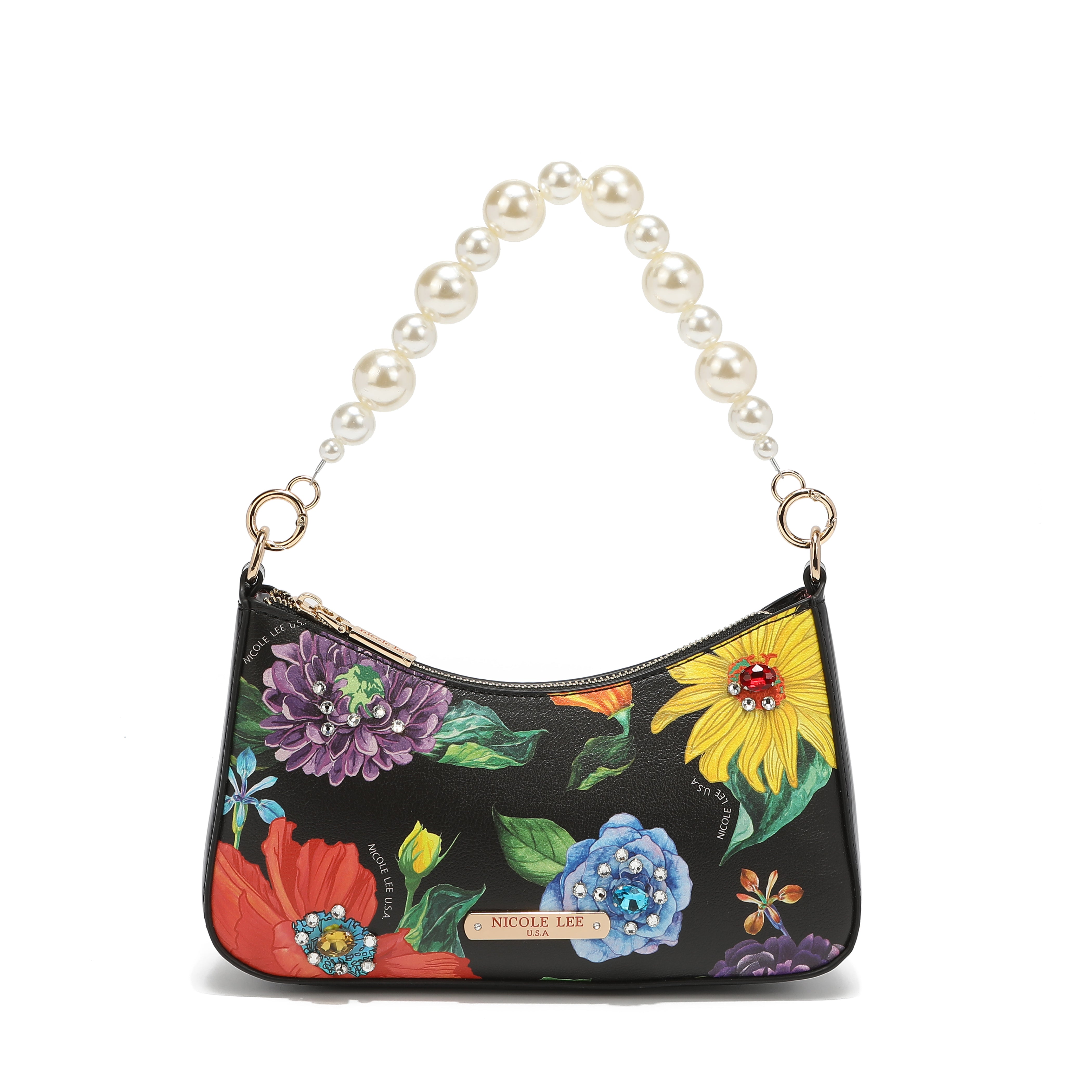 Bolsa de ombro com alça de pérola