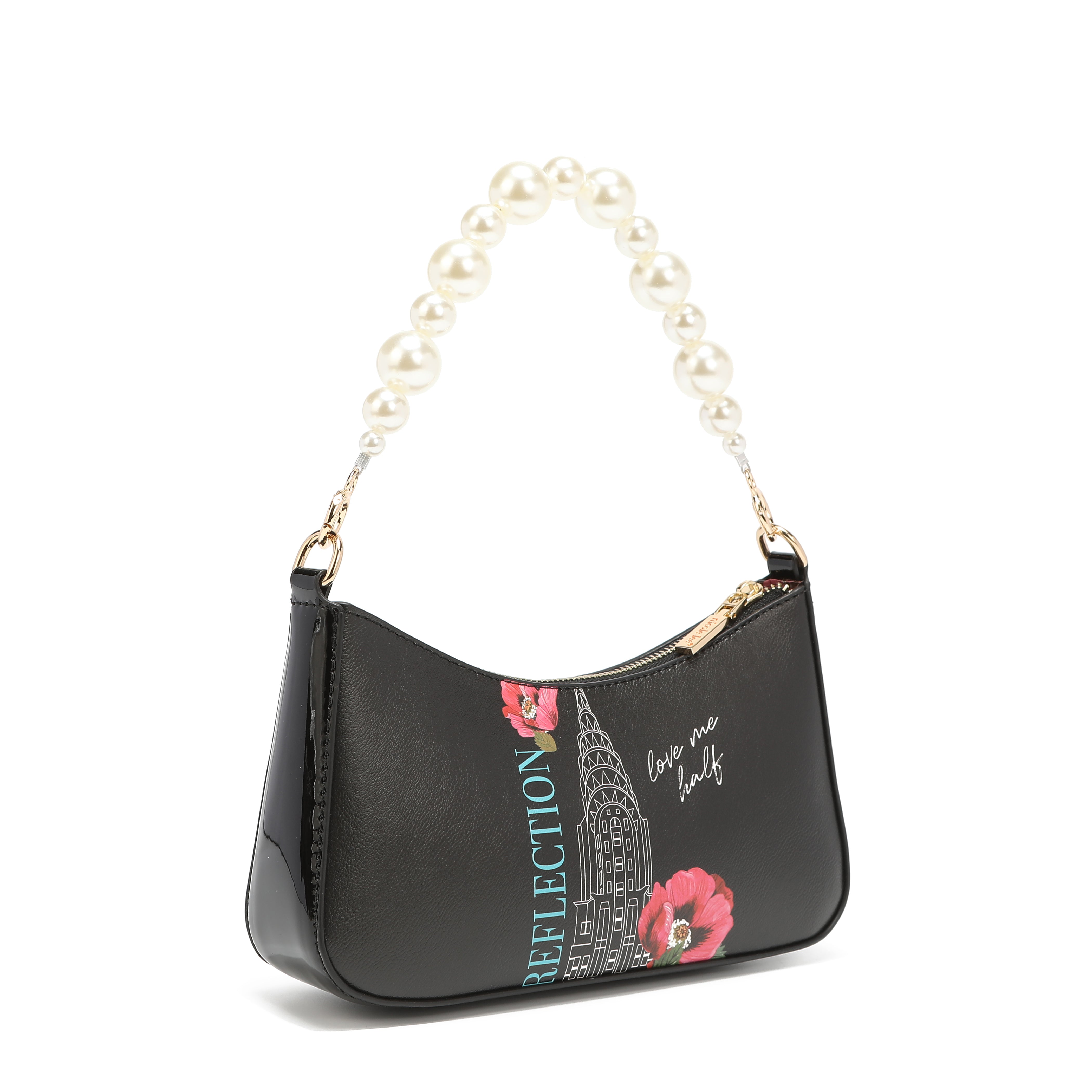 Bolsa de ombro com alça de pérola