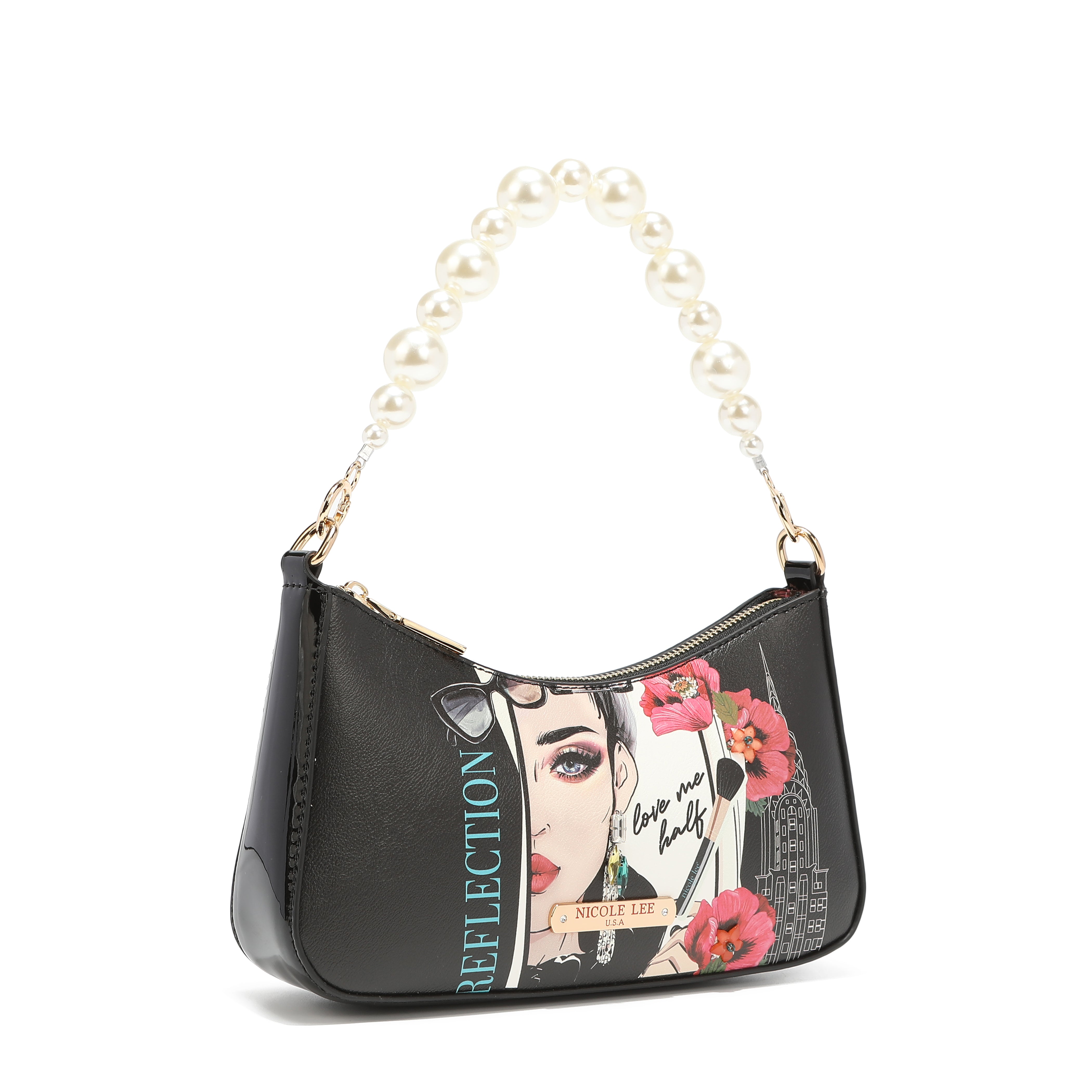 Bolsa de ombro com alça de pérola