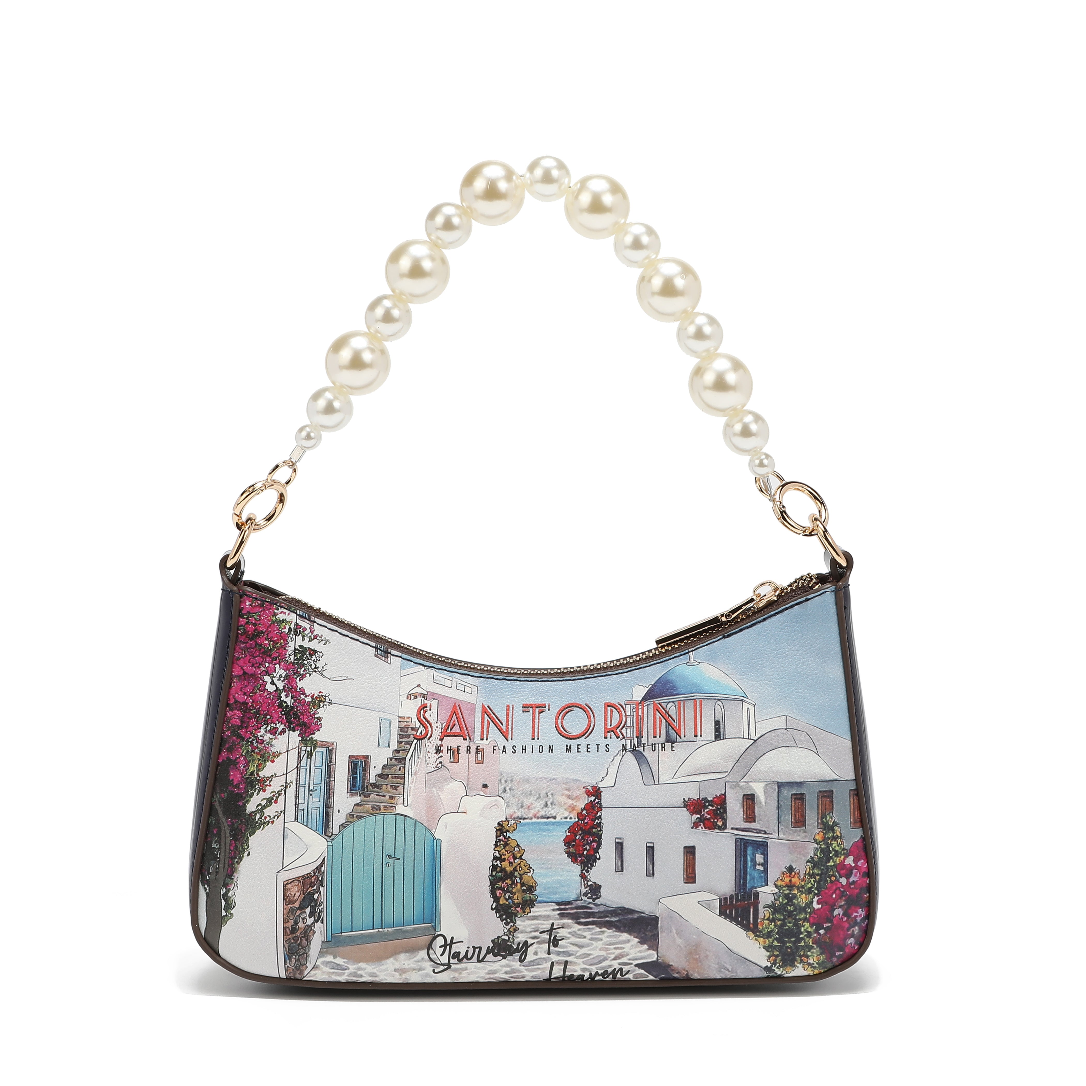 Bolsa de ombro com alça de pérola