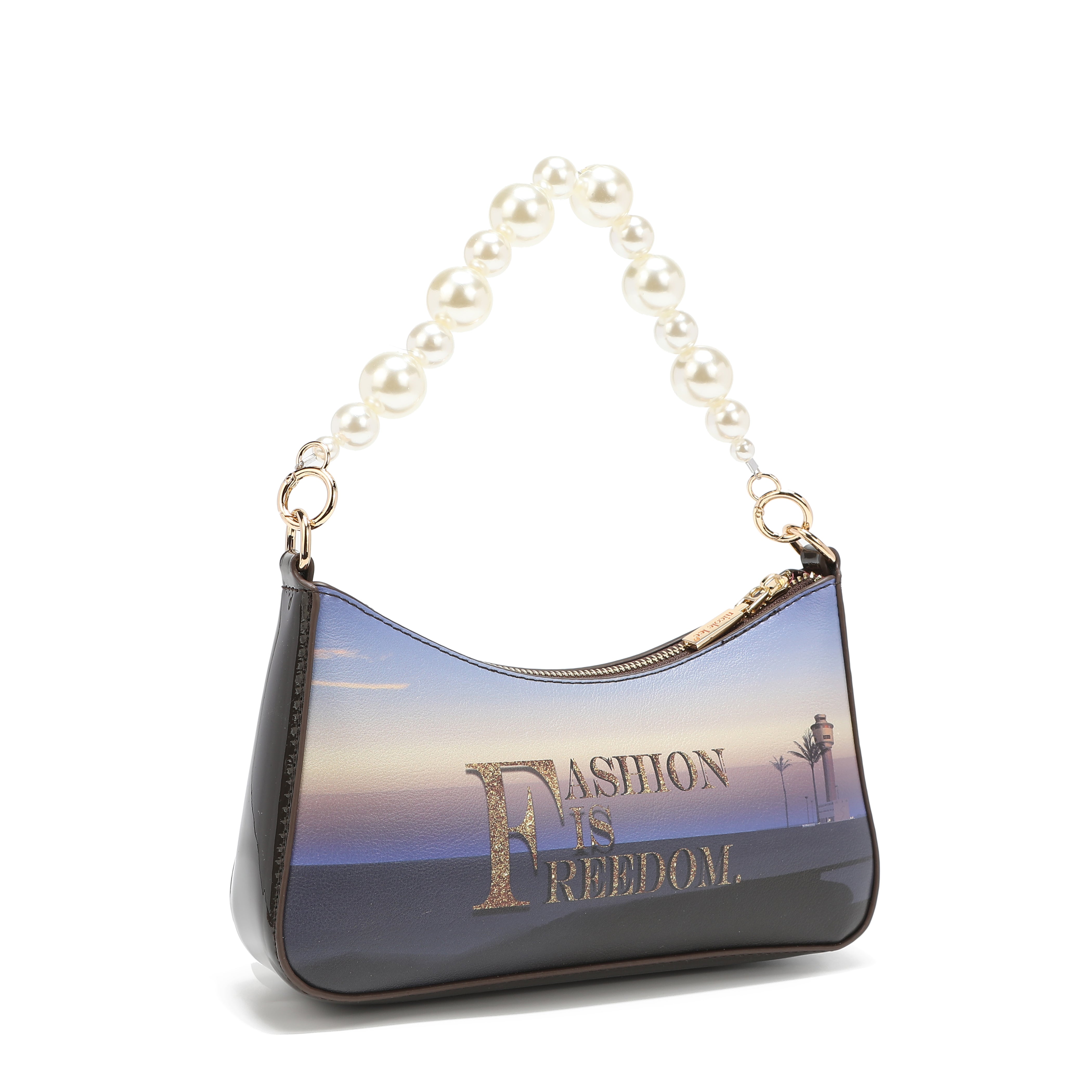 Bolsa de ombro com alça de pérola