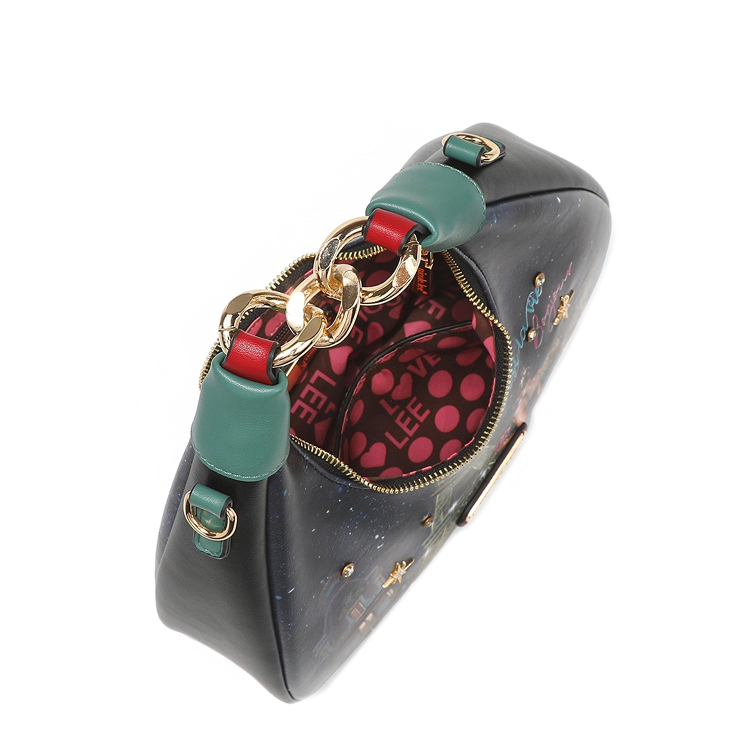 SAC BANDOULIÈRE AVEC CHAÎNE "<tc>TONIGHT FOR YOU</tc>"