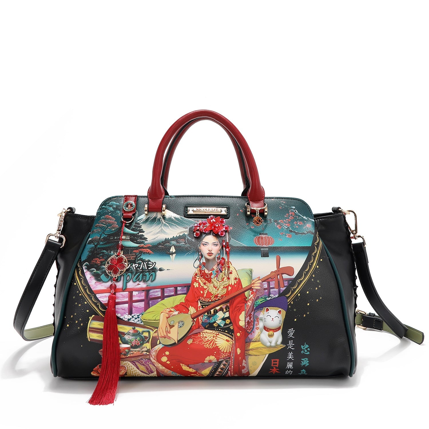 Akiko La Belleza Wide Handbag with Embellishments, Detachable