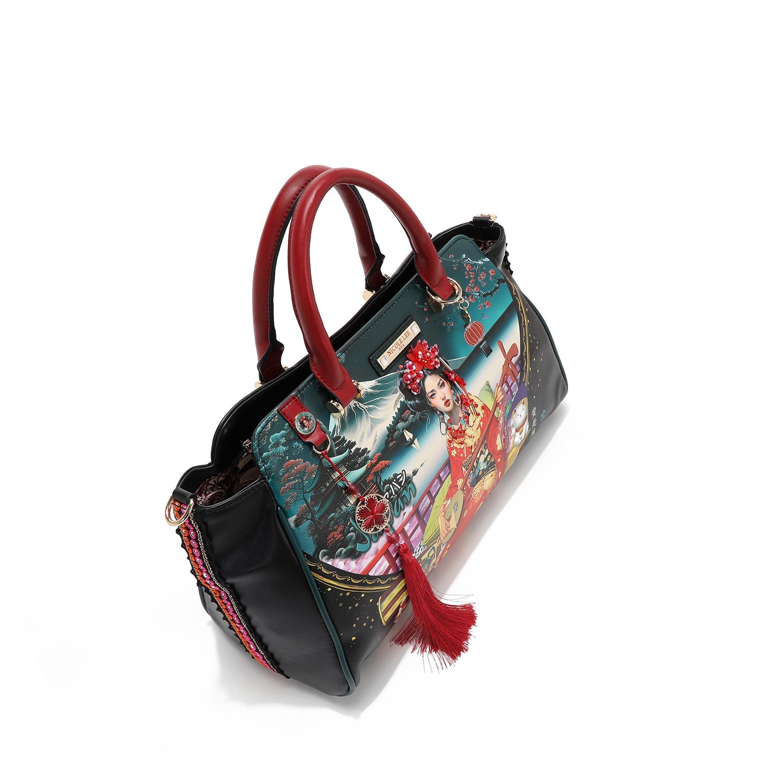 Akiko La Belleza Wide Handbag with Embellishments, Detachable