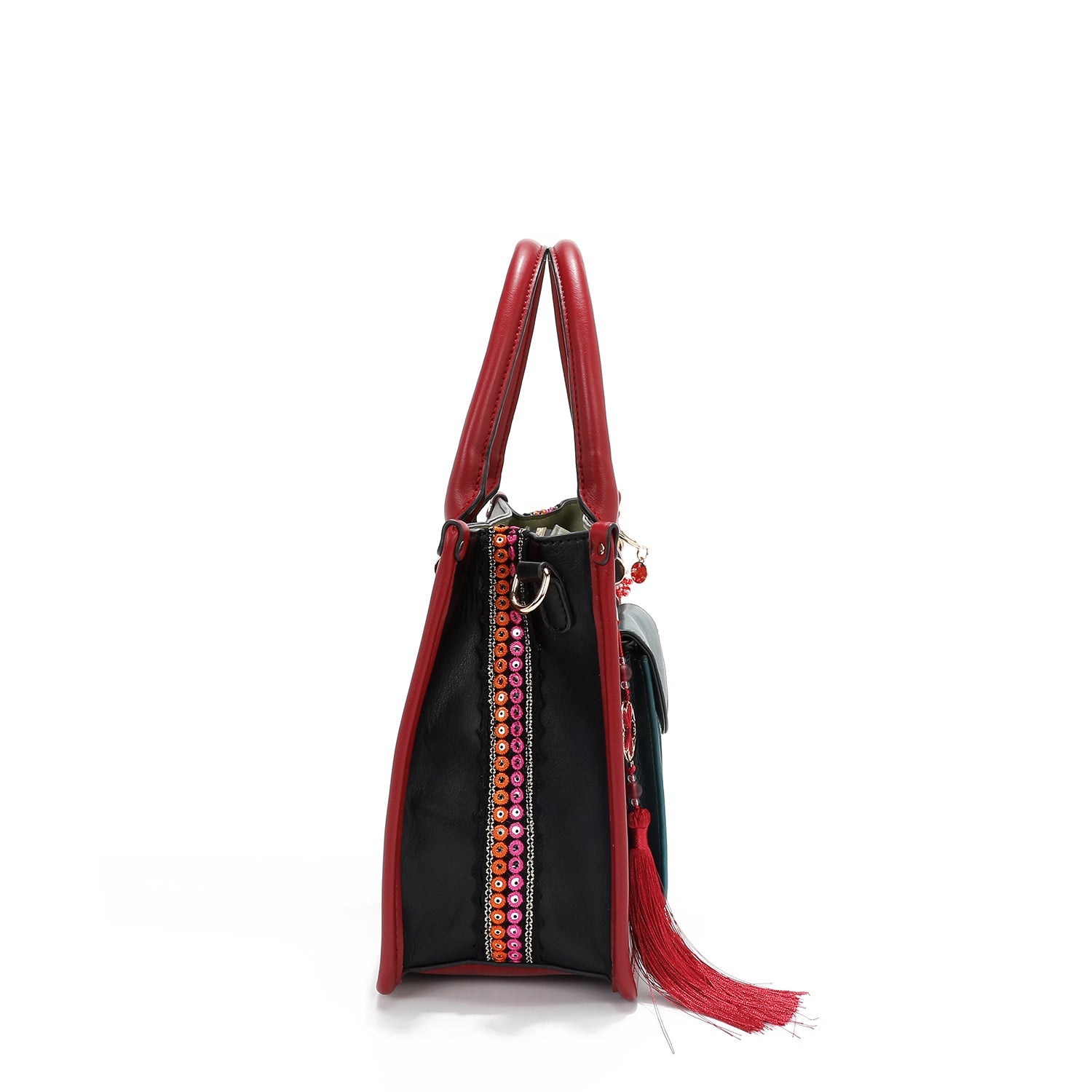 Akiko La Belleza Handbag with Front Lucky Cat Pocket, Embellished