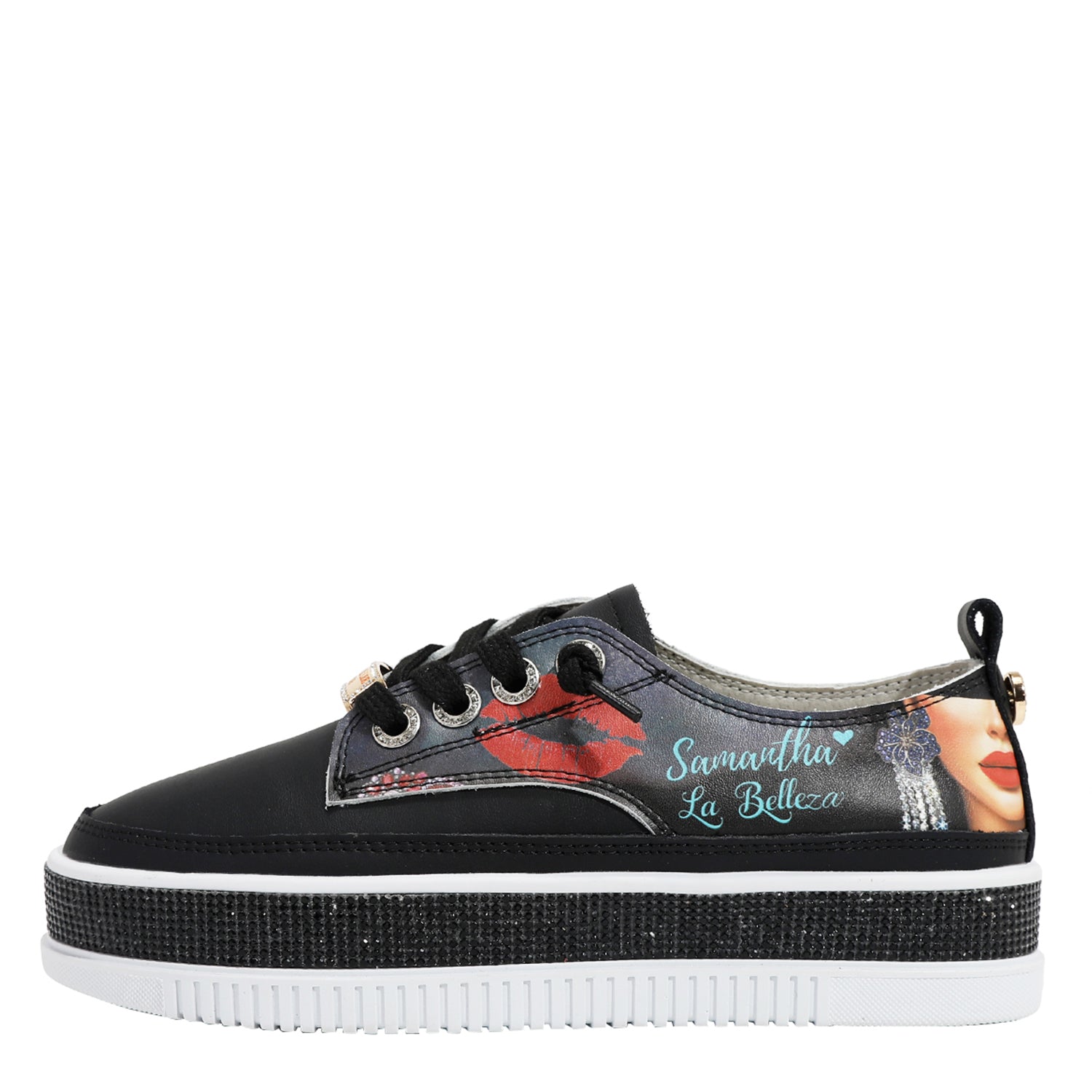 SNEAKER IN PELLE CON PLATEAU E STRASS (<tc>SAMANTHA LA BELLEZA</tc>)