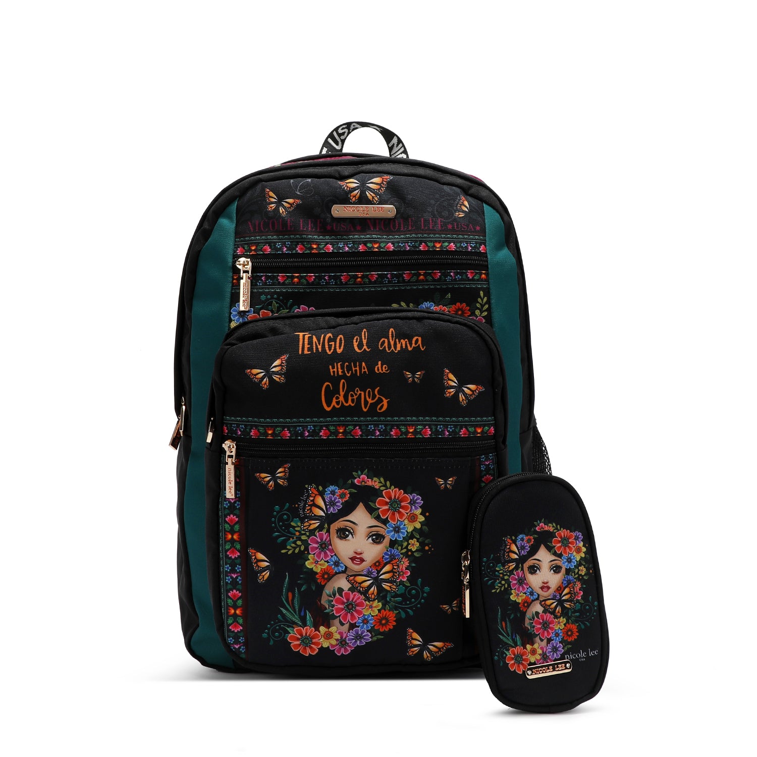 RUCKSACK AUS NYLON + FARBIGES ALMA-ETUI
