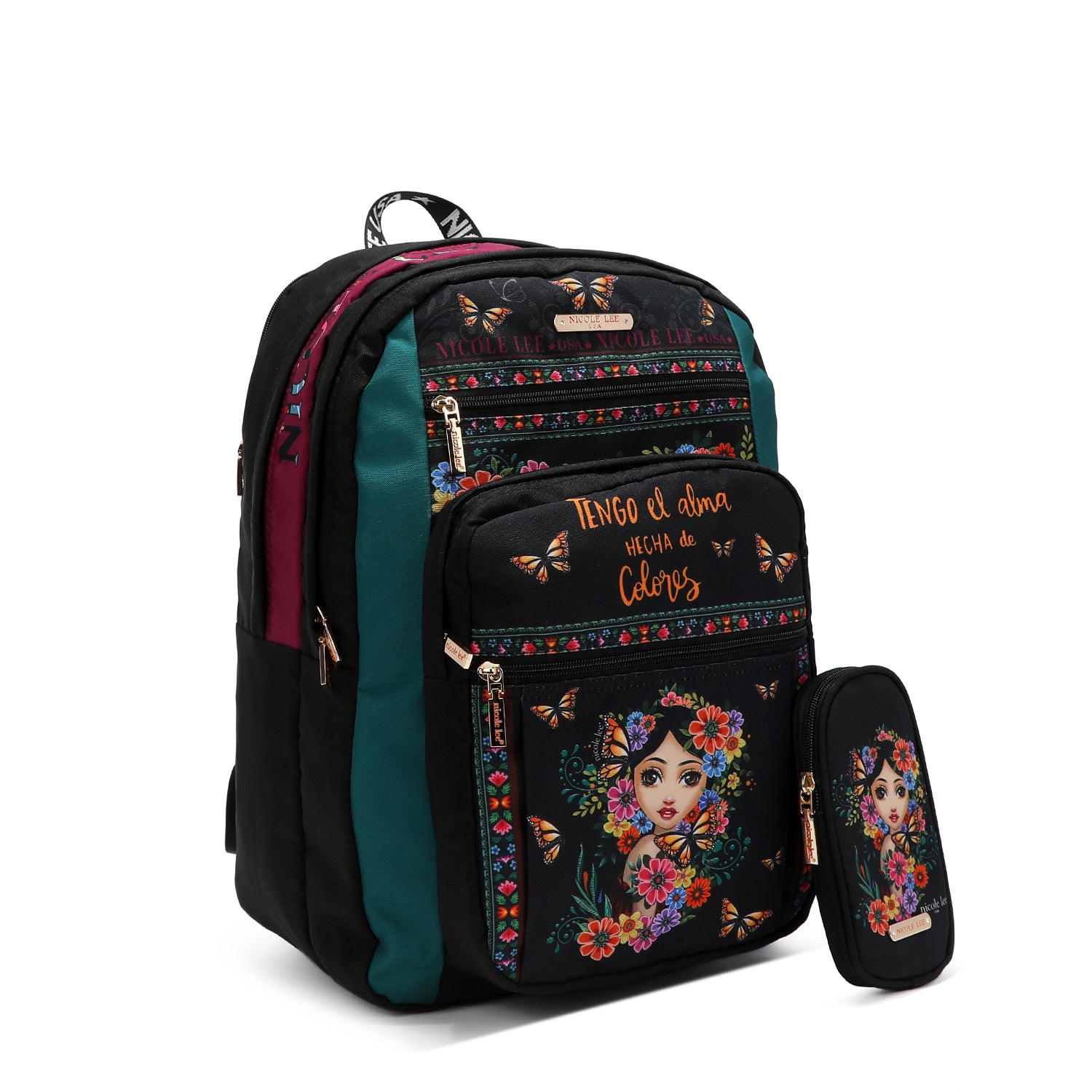 RUCKSACK AUS NYLON + FARBIGES ALMA-ETUI