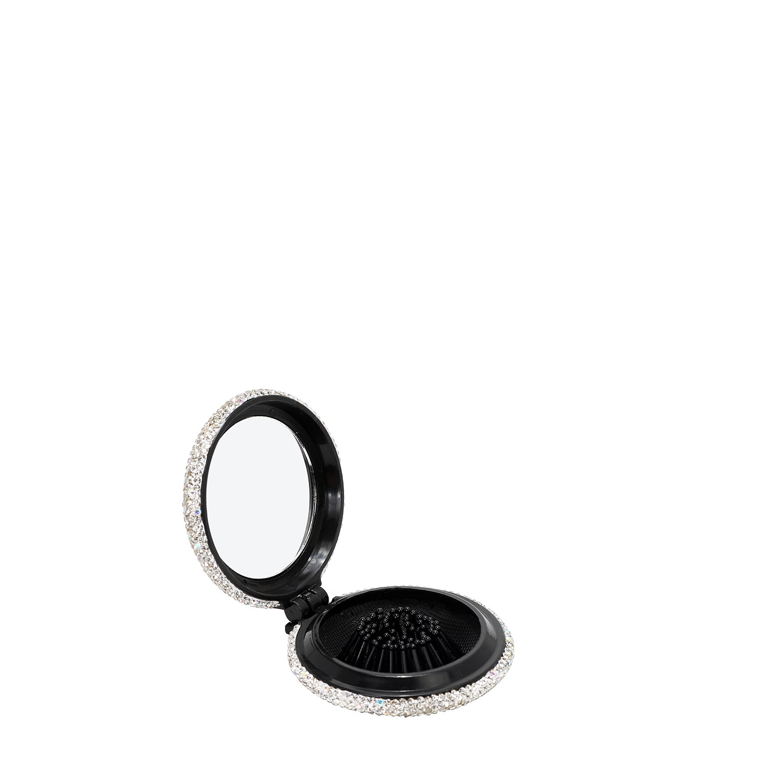 COMPACT MIRROR WITH BRUSH AND RHINESTONE (<tc>SAMANTHA LA BELLEZA</tc>)