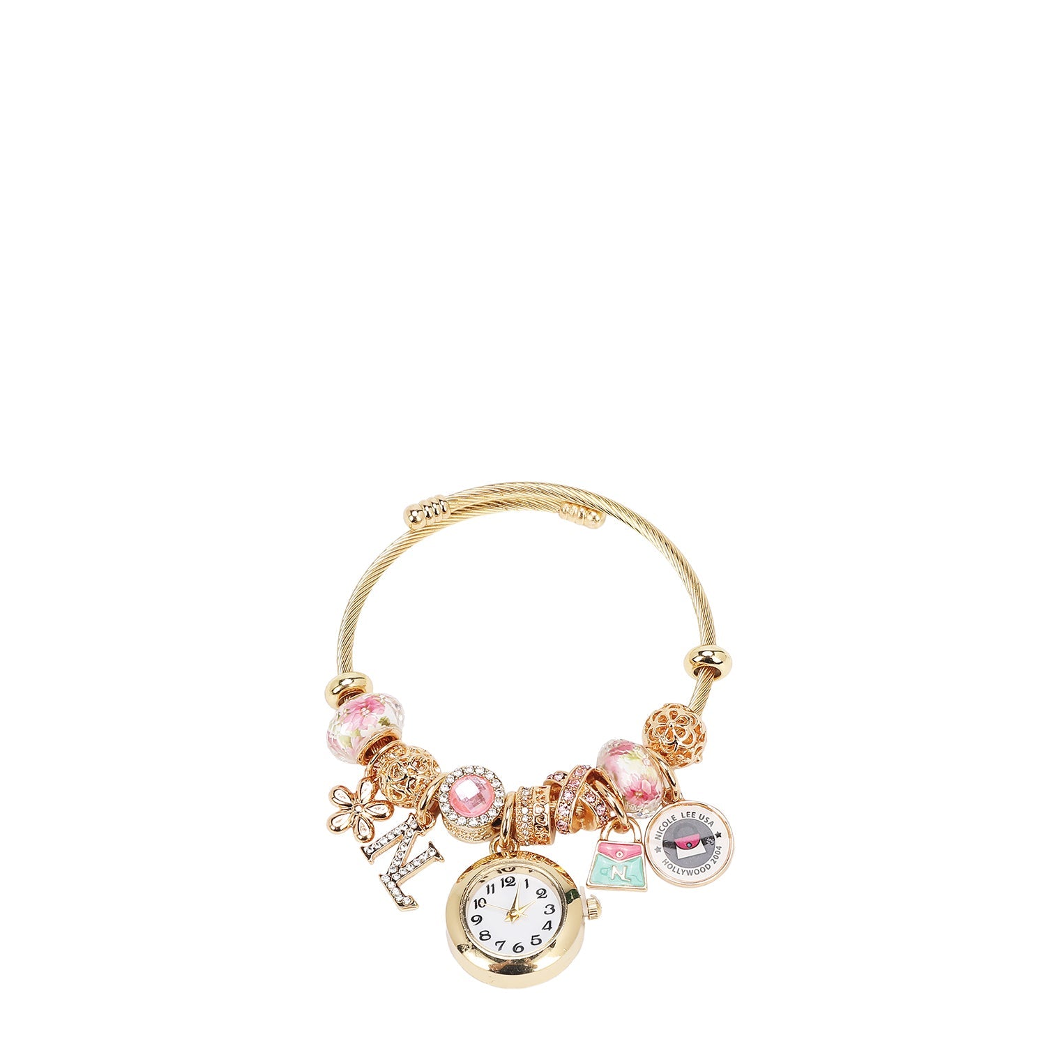 PULSERA CON DIJE DE RELOJ (ROSA)