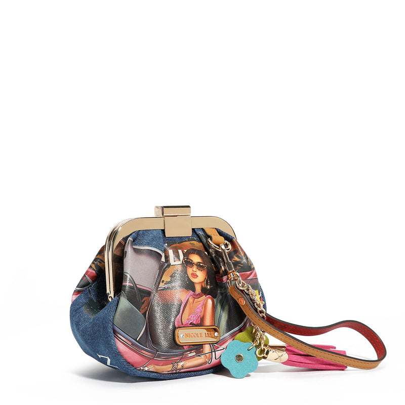 MINI PORTE-MONNAIE AVEC SANGLE EN DENIM (<tc>HOLLYWOOD DRIVE</tc> )