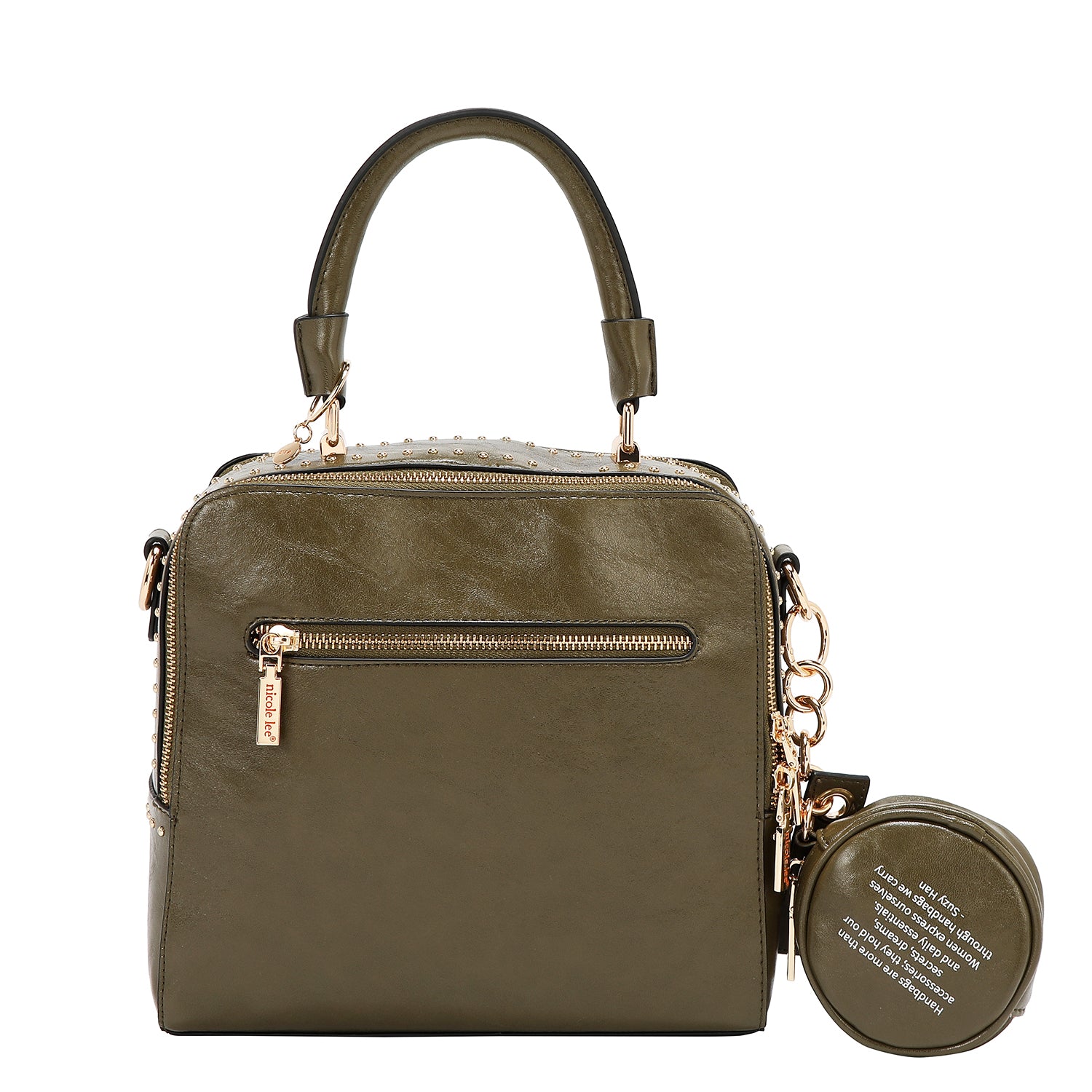 SQUARE HANDBAG WITH EMBOSSED LOGO (OLIVE)