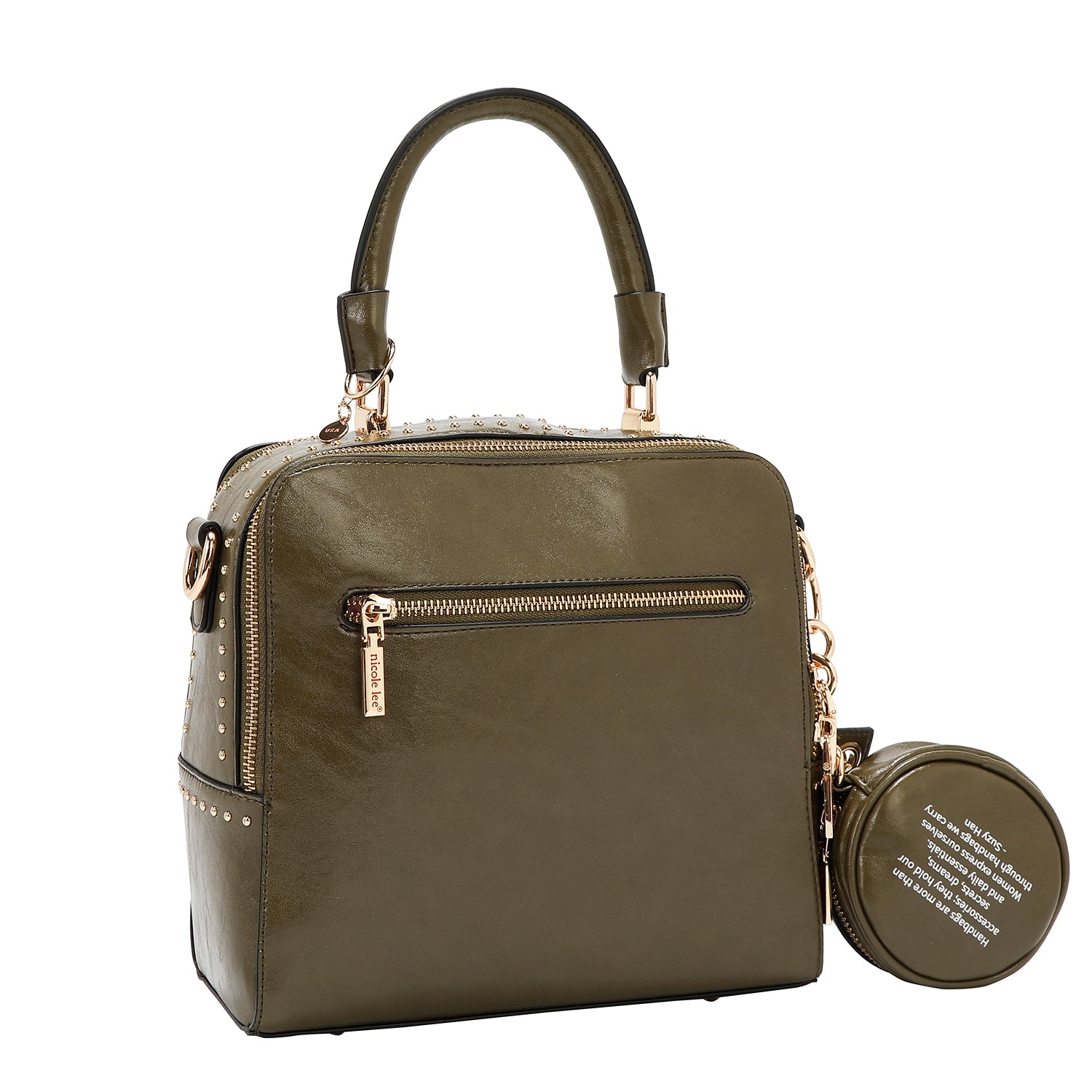 SQUARE HANDBAG WITH EMBOSSED LOGO (OLIVE)