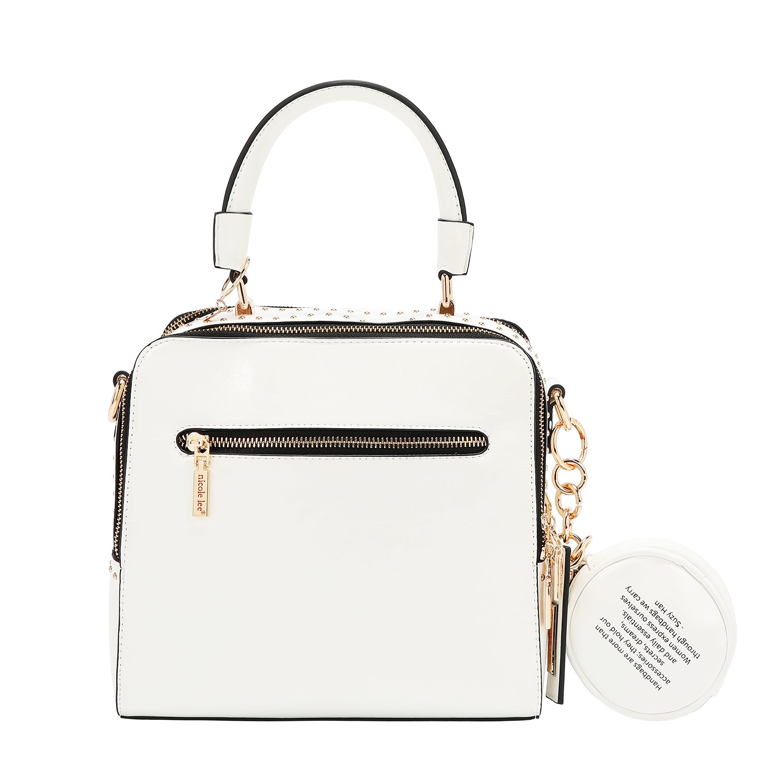 SQUARE HANDBAG WITH EMBOSSED LOGO (WHITE)