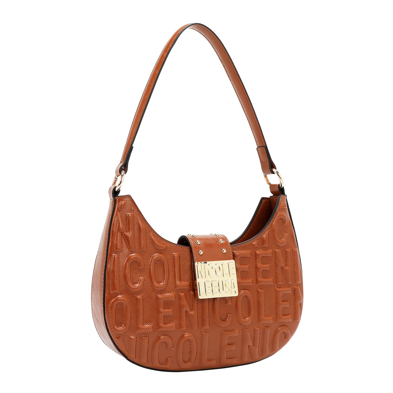 SHOULDER BAG WITH EMBOSSED LOGO (BROWN)