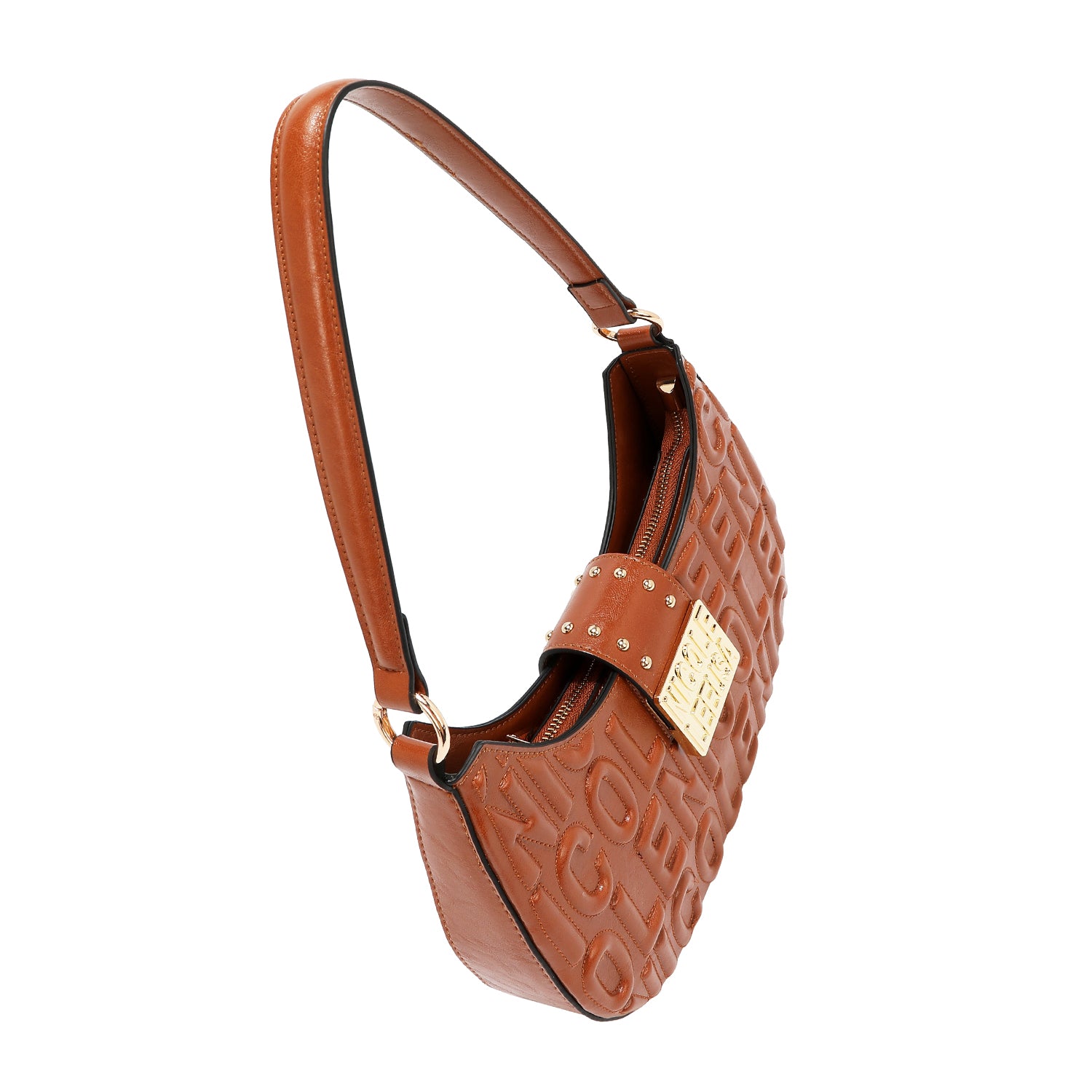 SHOULDER BAG WITH EMBOSSED LOGO (BROWN)