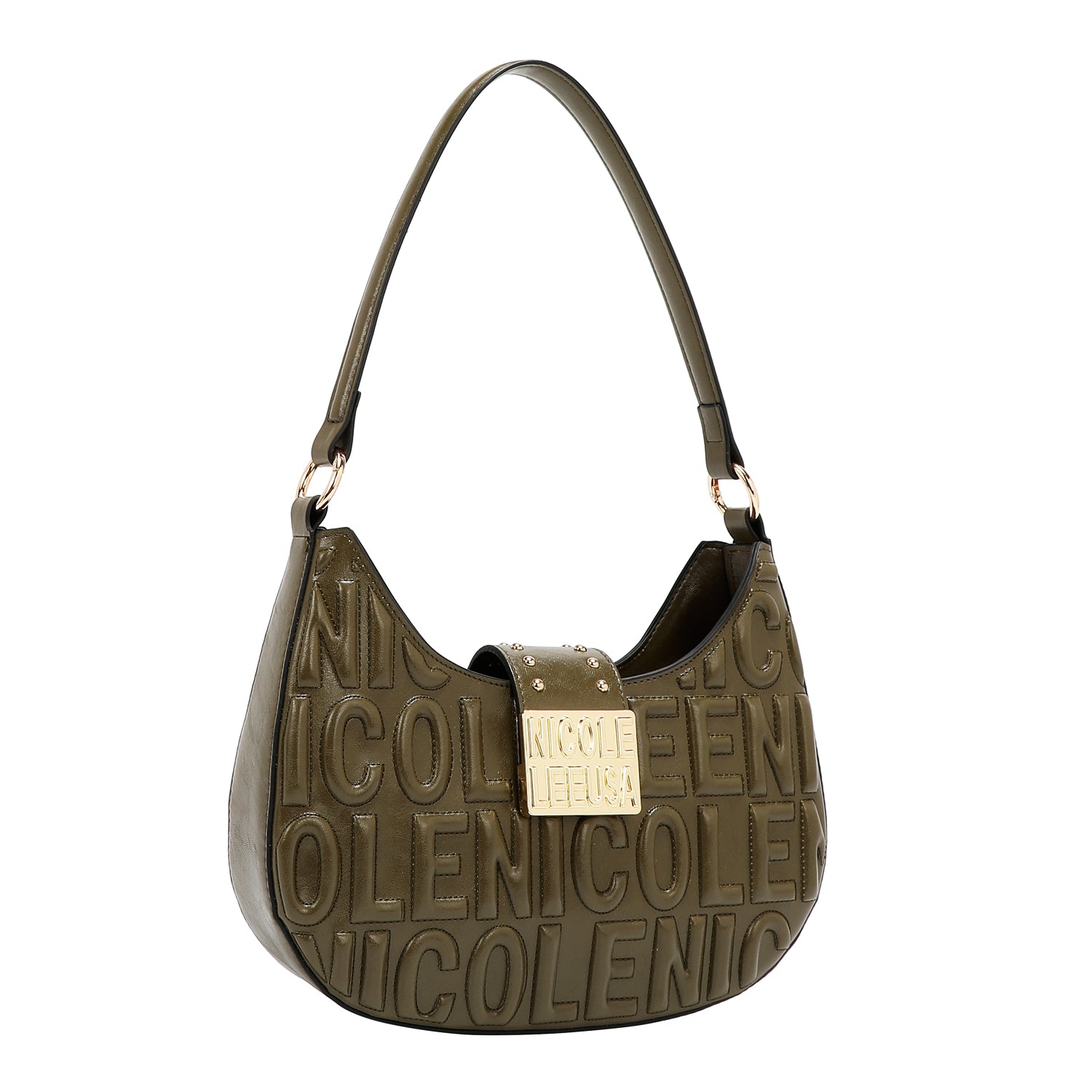 SHOULDER BAG WITH EMBOSSED LOGO (OLIVE)