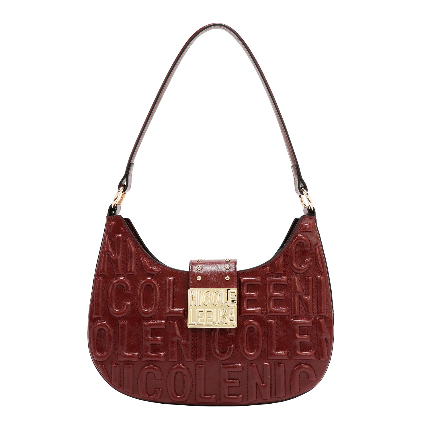 BOLSO DE HOMBRO CON LOGO EN RELIEVE (VINO)