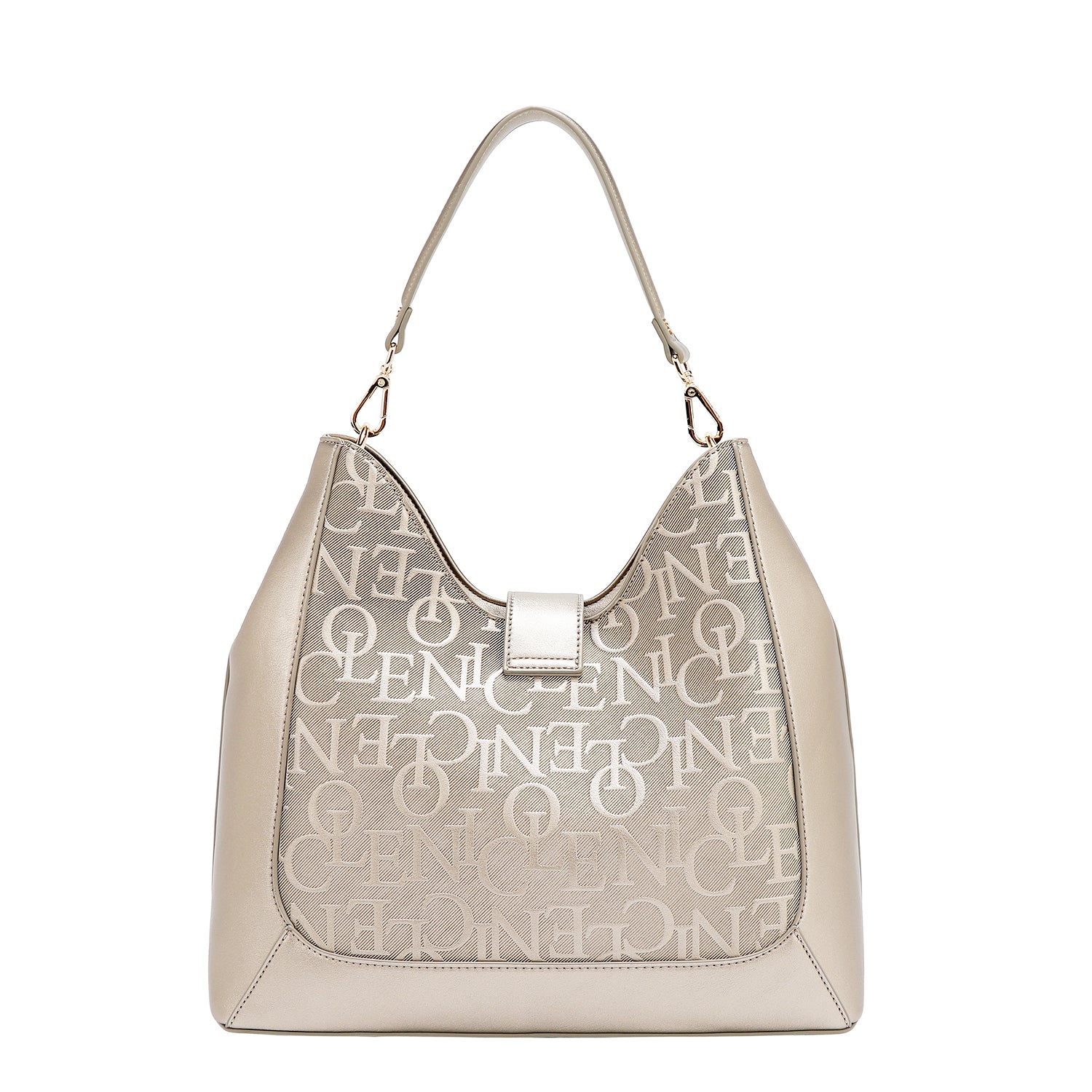 BOLSO DE HOMBRO GRANDE ELEGANCIA EN RELIEVE (CHAMPAGNE)