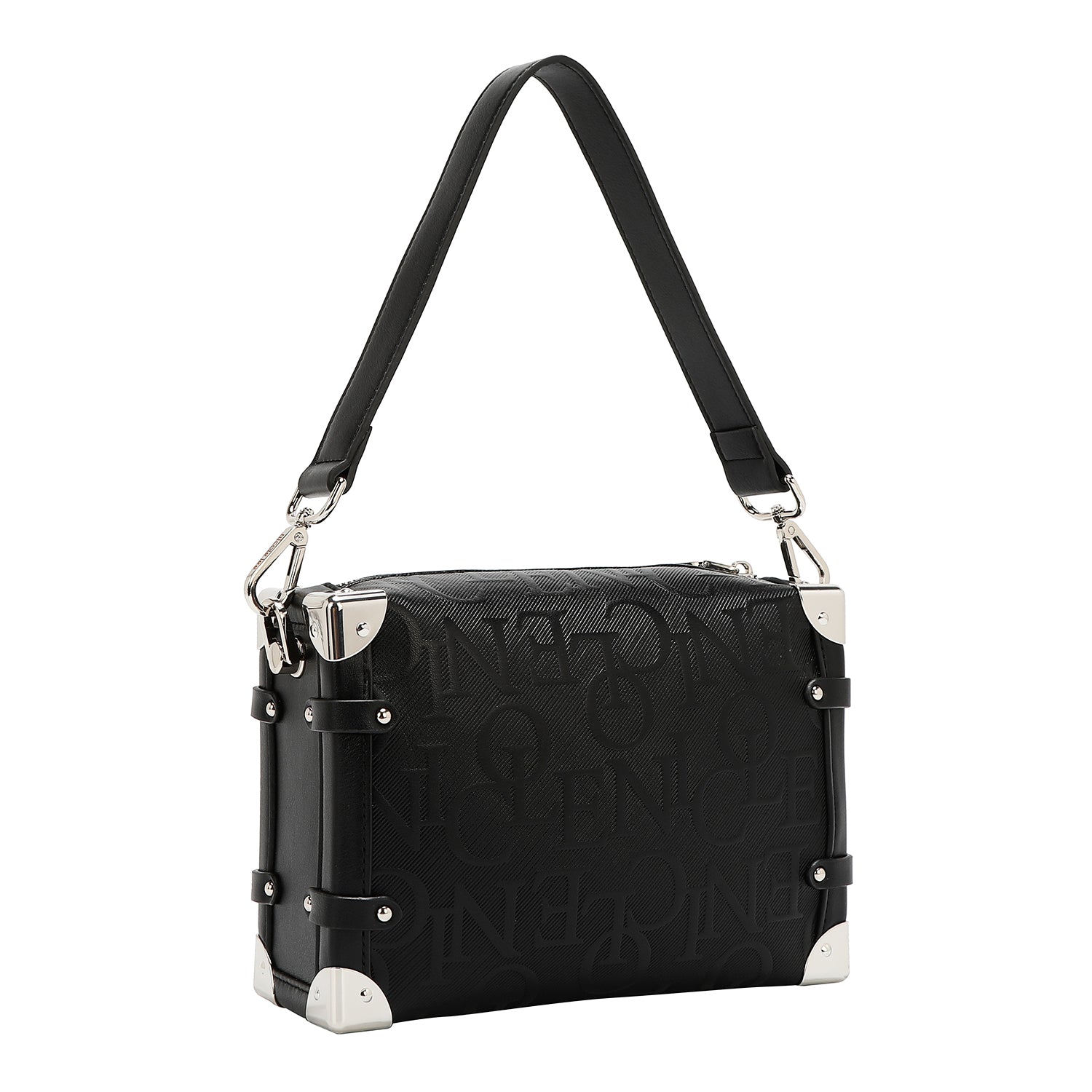 Square shoulder bag relief elegance (black)