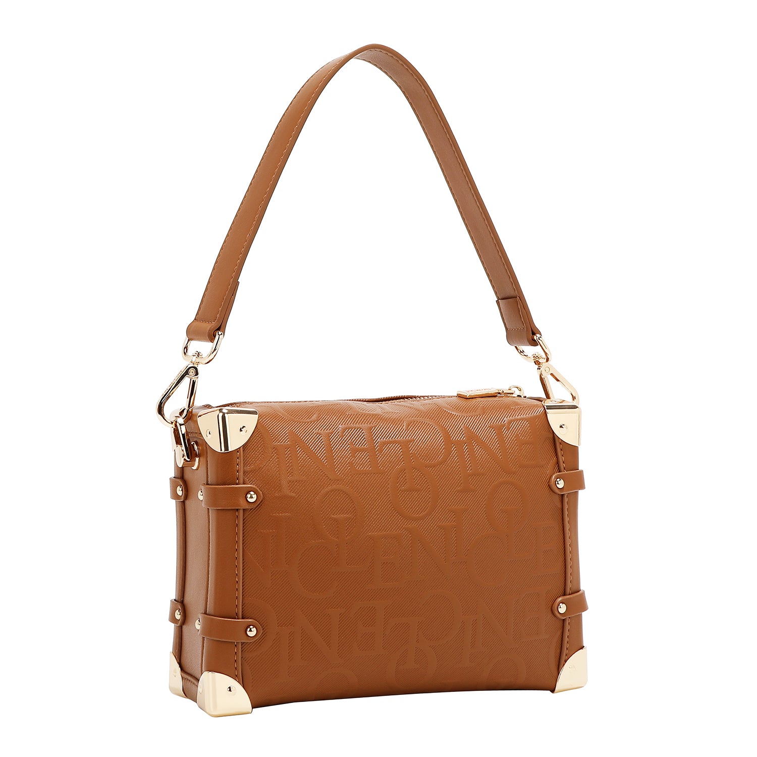 Square shoulder bag relief elegance (brown)
