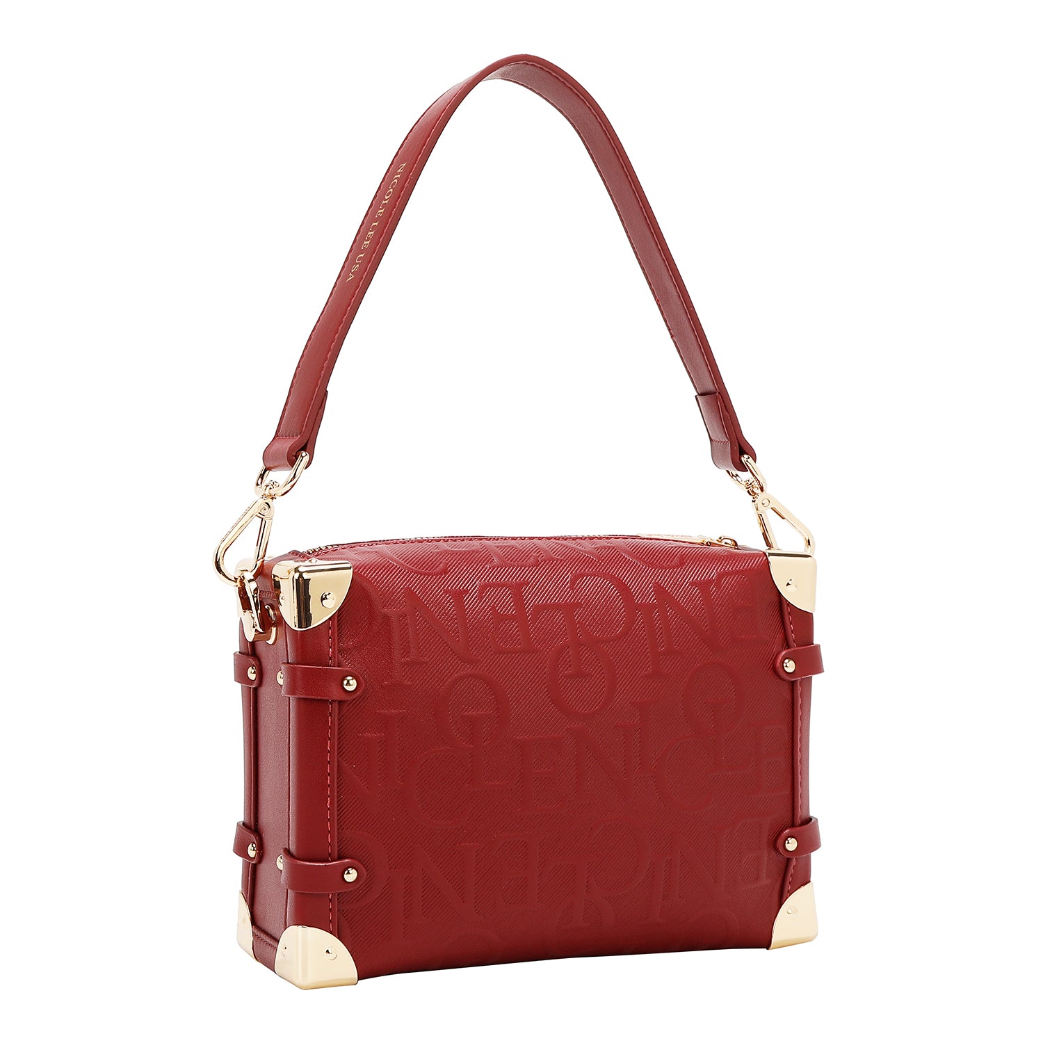 Square shoulder bag relief elegance (red)