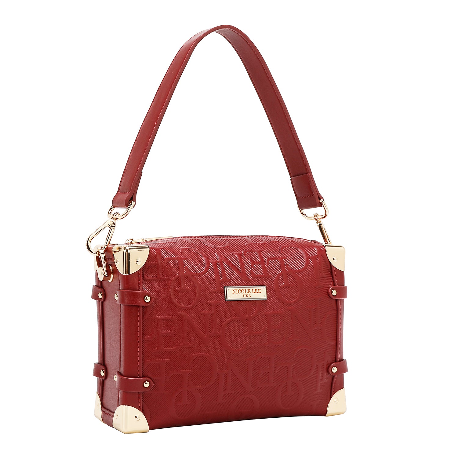 Square shoulder bag relief elegance (red)