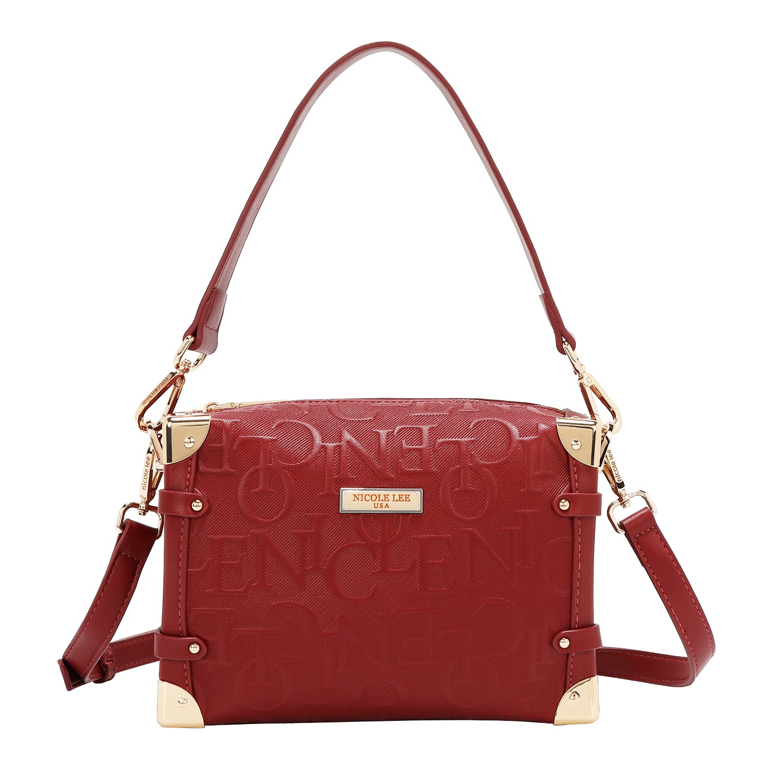 Square shoulder bag relief elegance (red)
