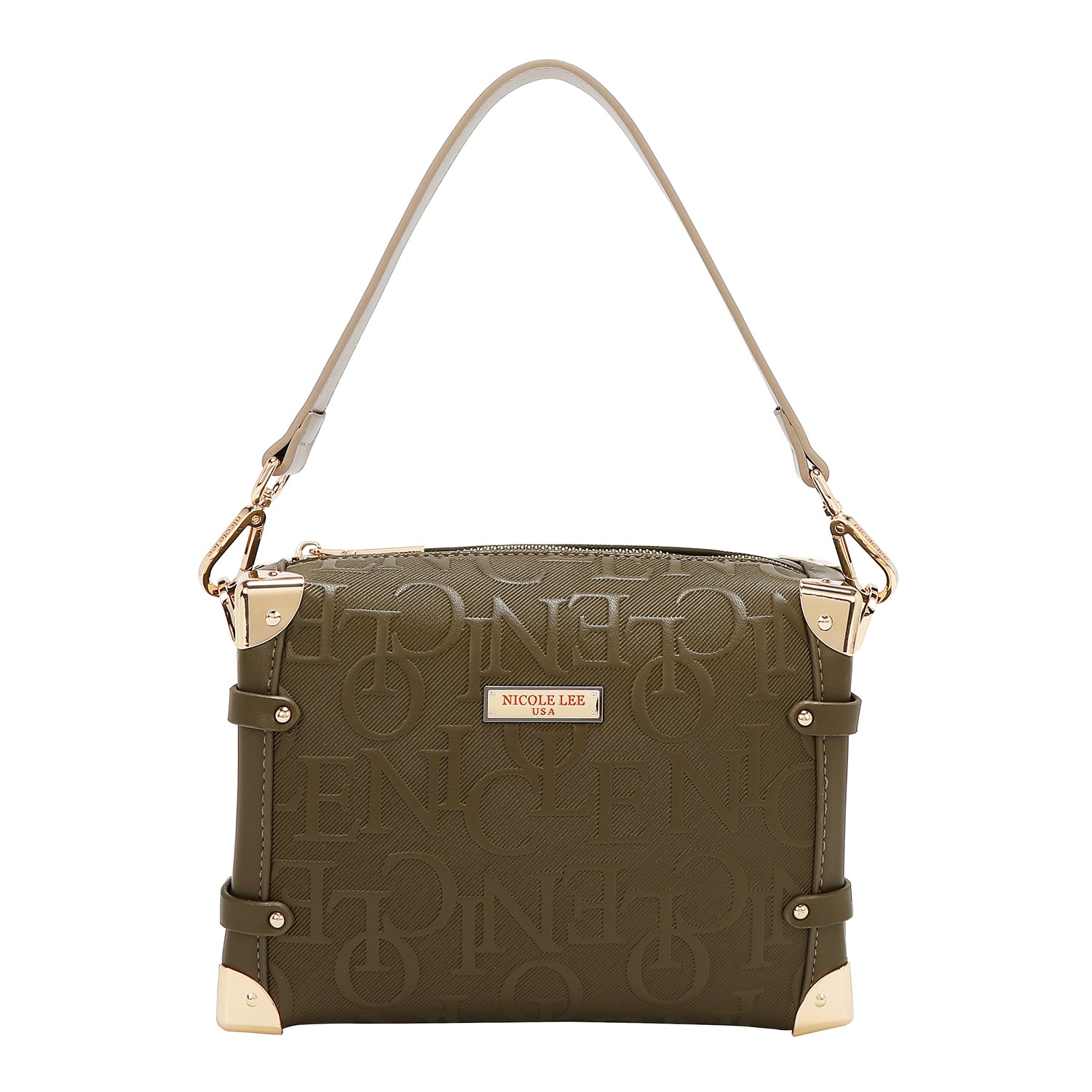 BOLSO DE HOMBRO CUADRADO ELEGANCIA EN RELIEVE (OLIVA)