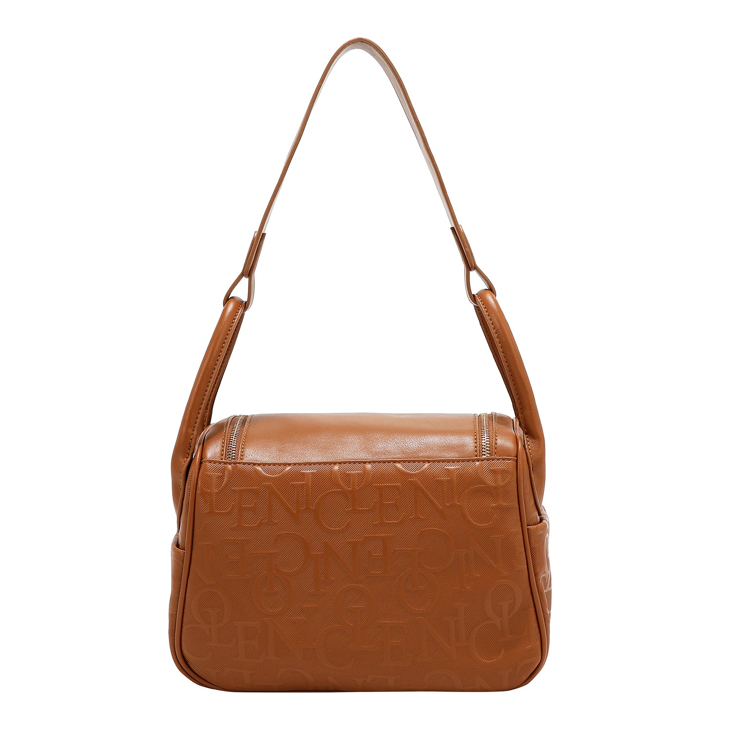 EMBOSSED ELEGANCE SHOULDER BAG (BROWN)