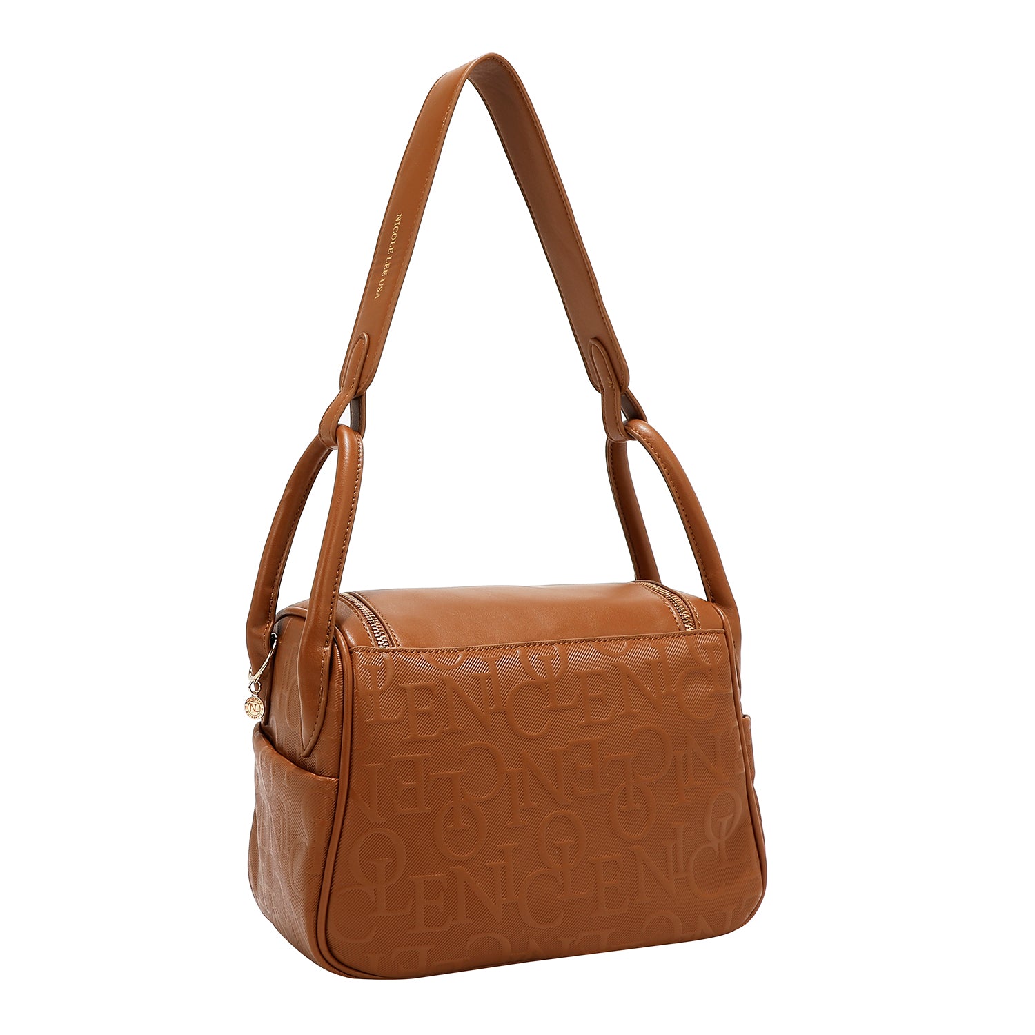 EMBOSSED ELEGANCE SHOULDER BAG (BROWN)
