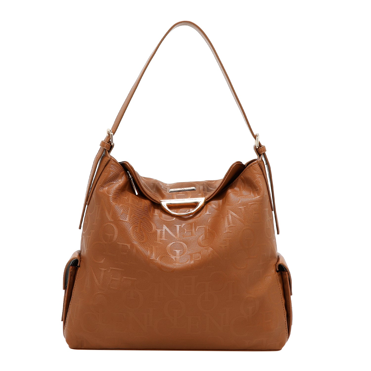 BOLSO DE HOMBRO GRANDE ELEGANCIA EN RELIEVE (MARRON)
