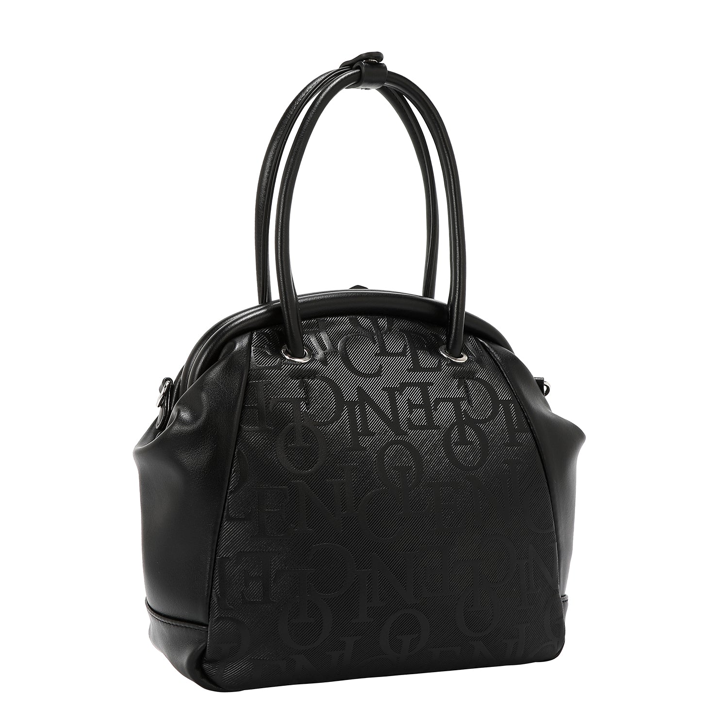 BOLSO DE HOMBRO CON MARCO ELEGANTE EN RELIEVE (NEGRO)