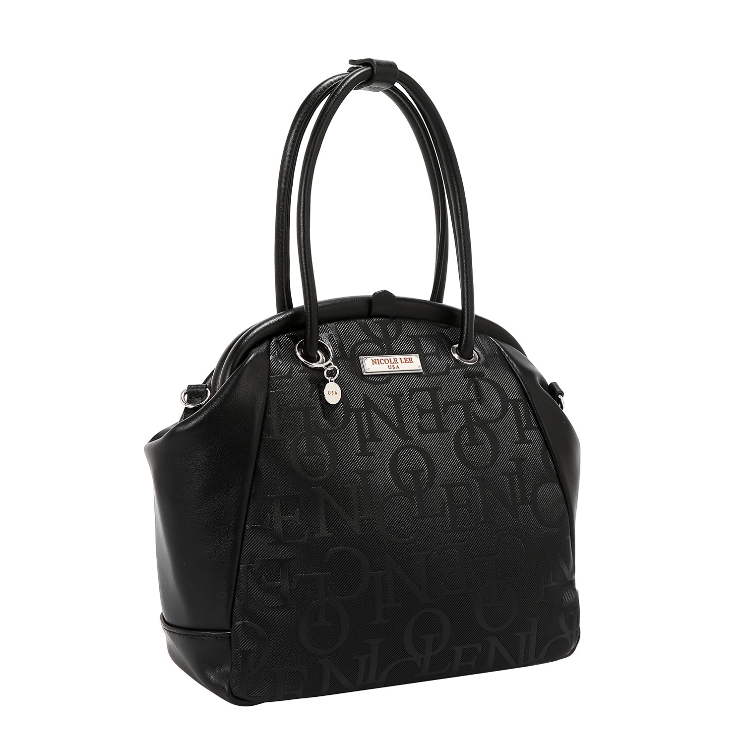 BOLSO DE HOMBRO CON MARCO ELEGANTE EN RELIEVE (NEGRO)
