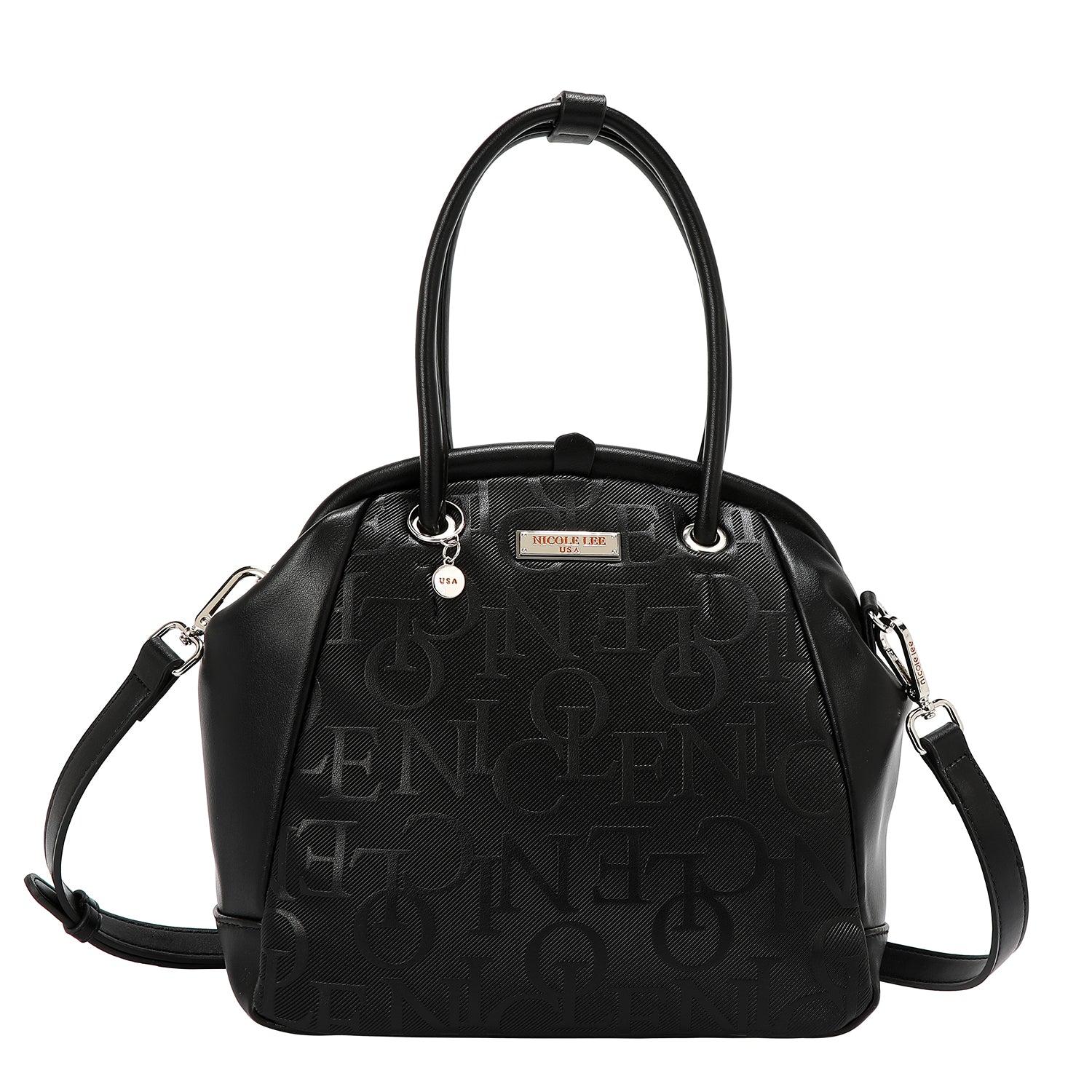 BOLSO DE HOMBRO CON MARCO ELEGANTE EN RELIEVE (NEGRO)