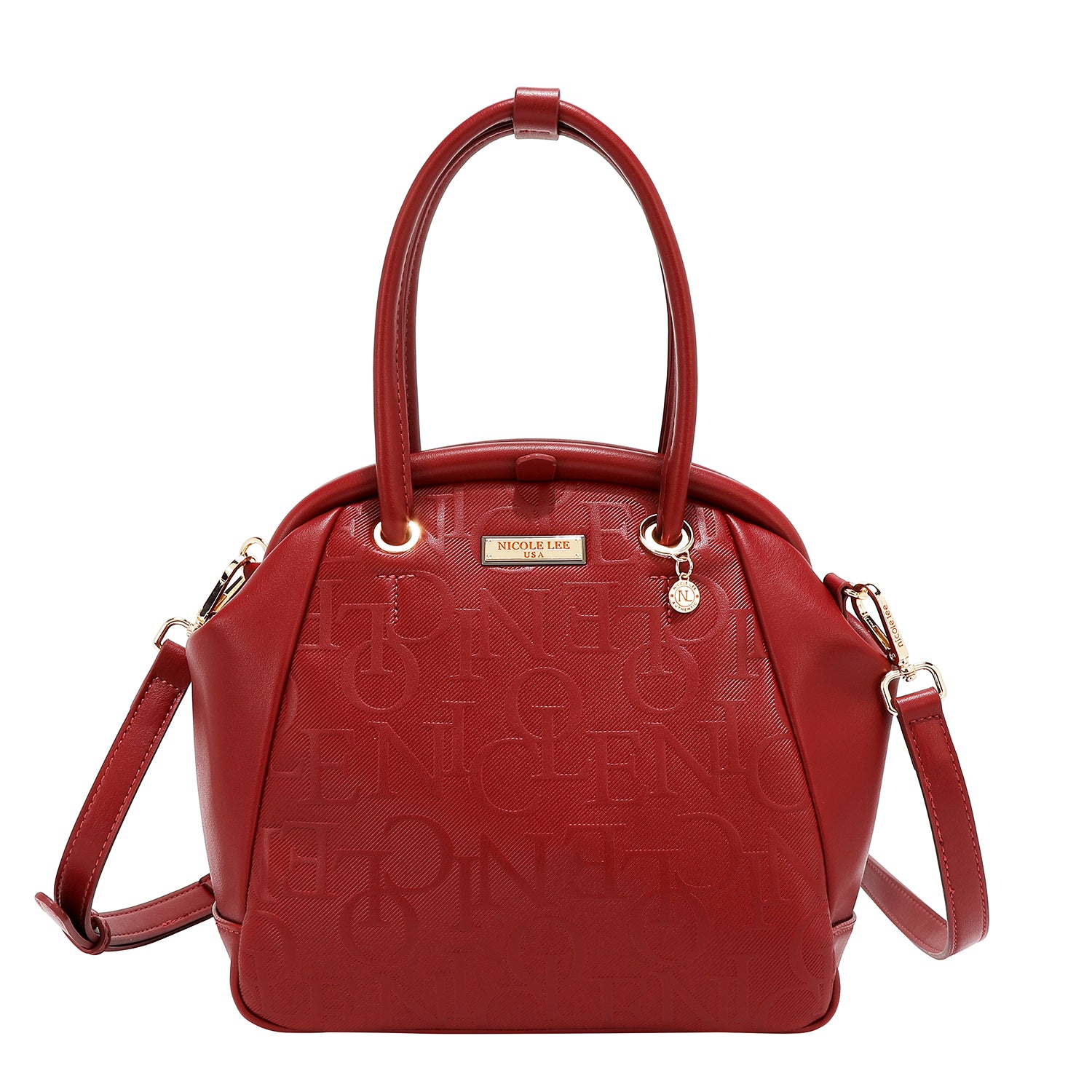 BOLSO DE HOMBRO CON MARCO ELEGANTE EN RELIEVE (ROJO)