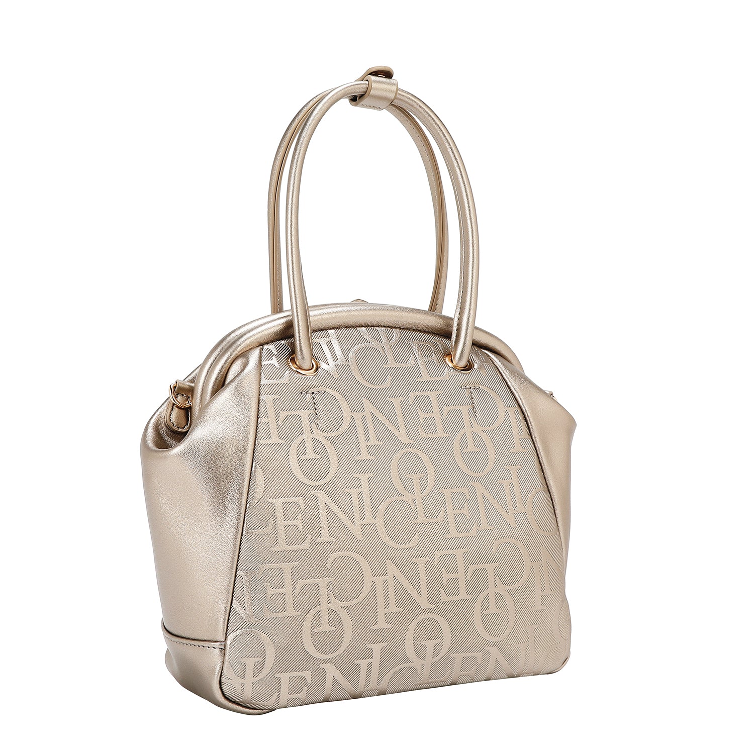 Shoulder bag with elegant relief frame (champagne)