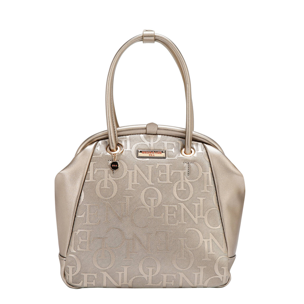 Shoulder bag with elegant relief frame (champagne)